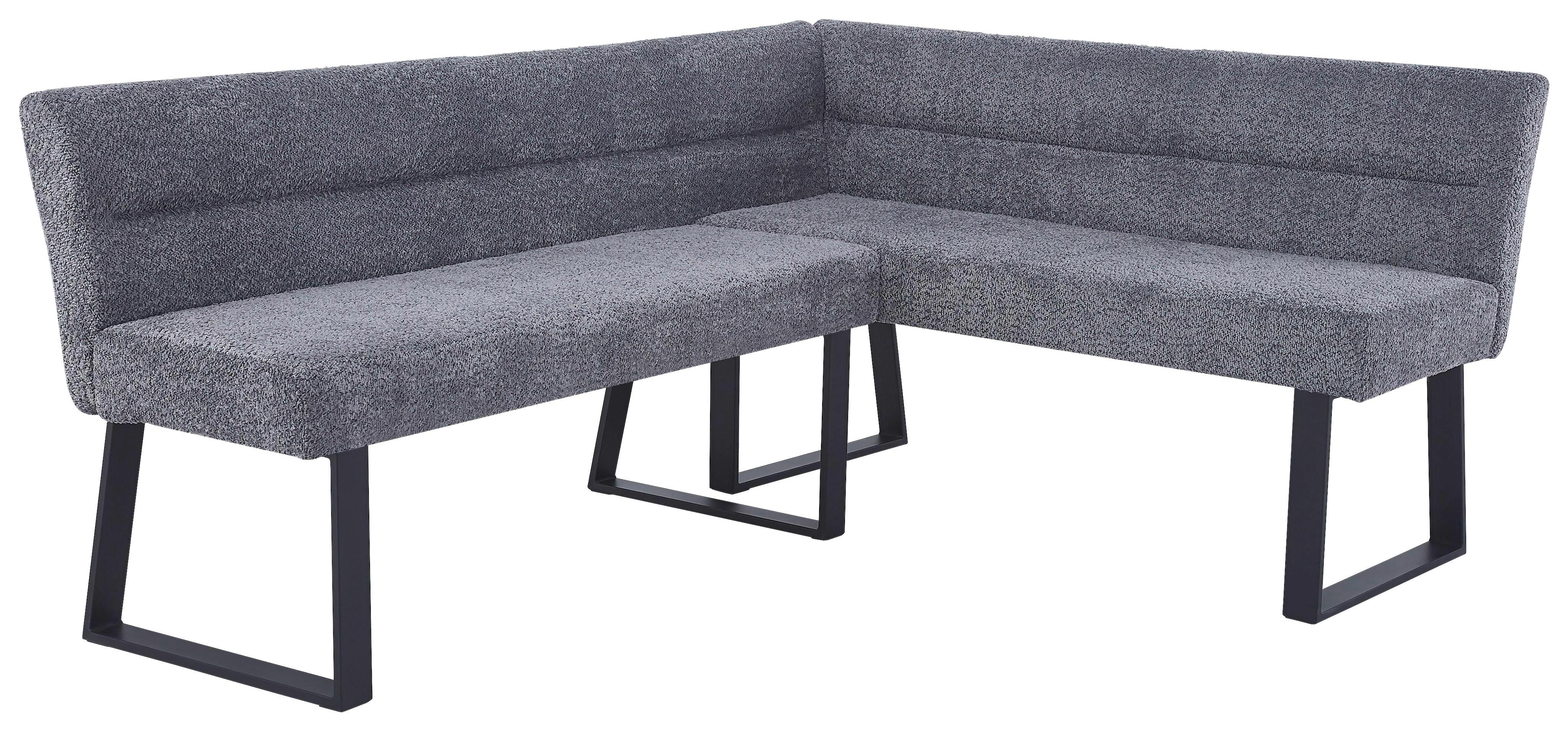 Eckbank Kea Leinenoptik Grau, S: 190x150cm - Schwarz/Grau, KONVENTIONELL, Textil/Metall (190/150cm) - MID.YOU