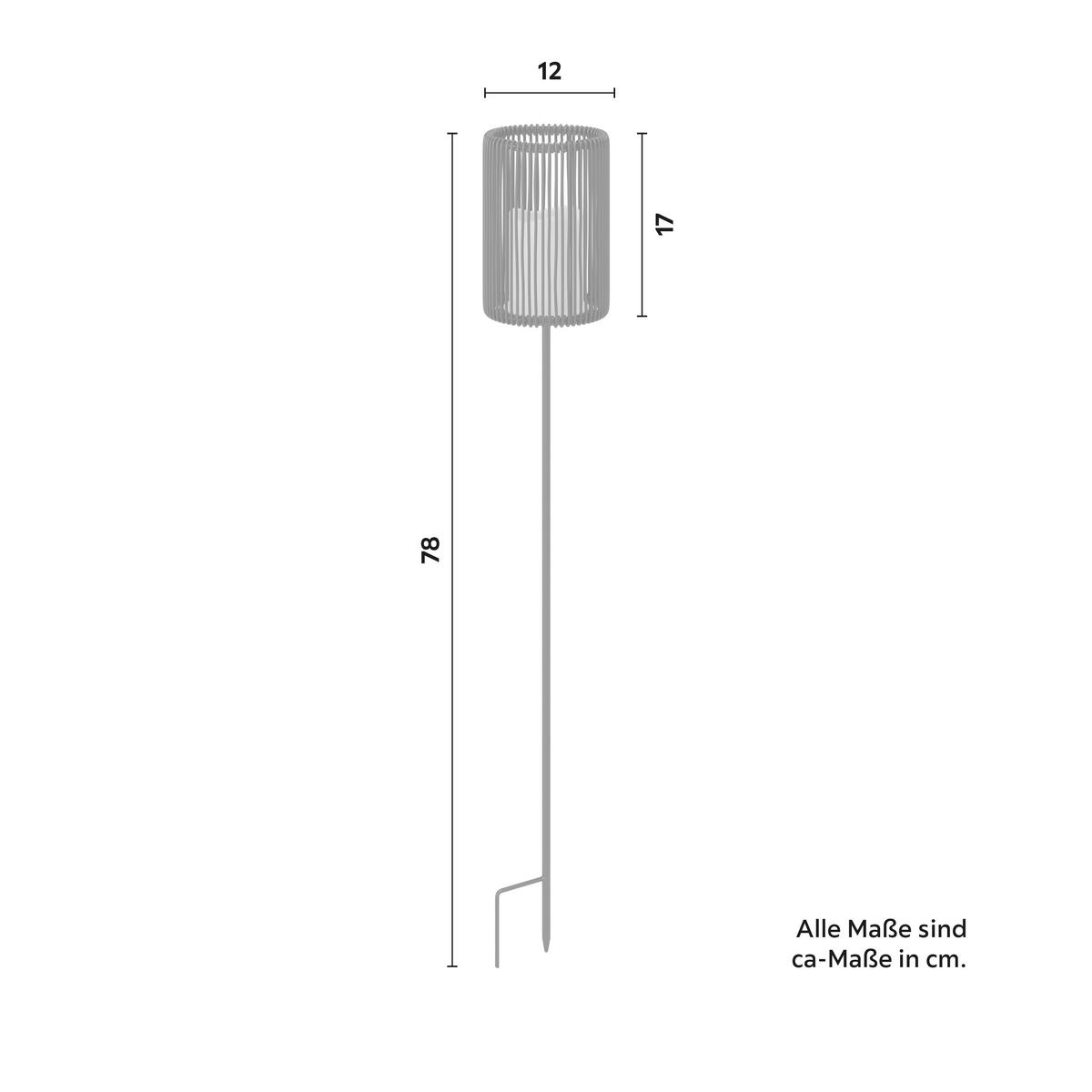 SOLÁRNE SVIETIDLO NANAY - čierna, Modern, kov/plast (12/78cm) - Bessagi Garden