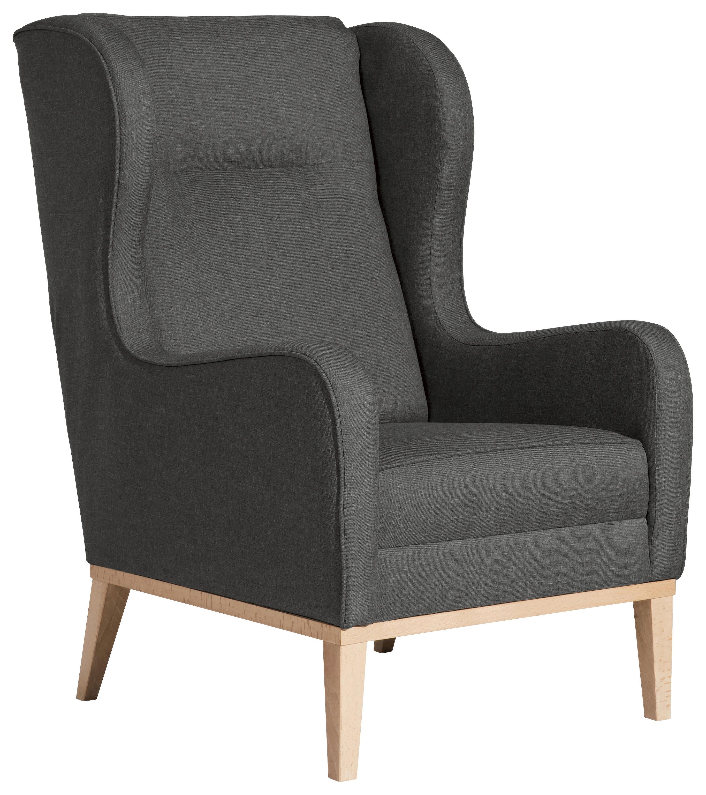 Ohrensessel Angelo - Anthrazit/Naturfarben, KONVENTIONELL, Textil (66/104/78cm) - Max Winzer