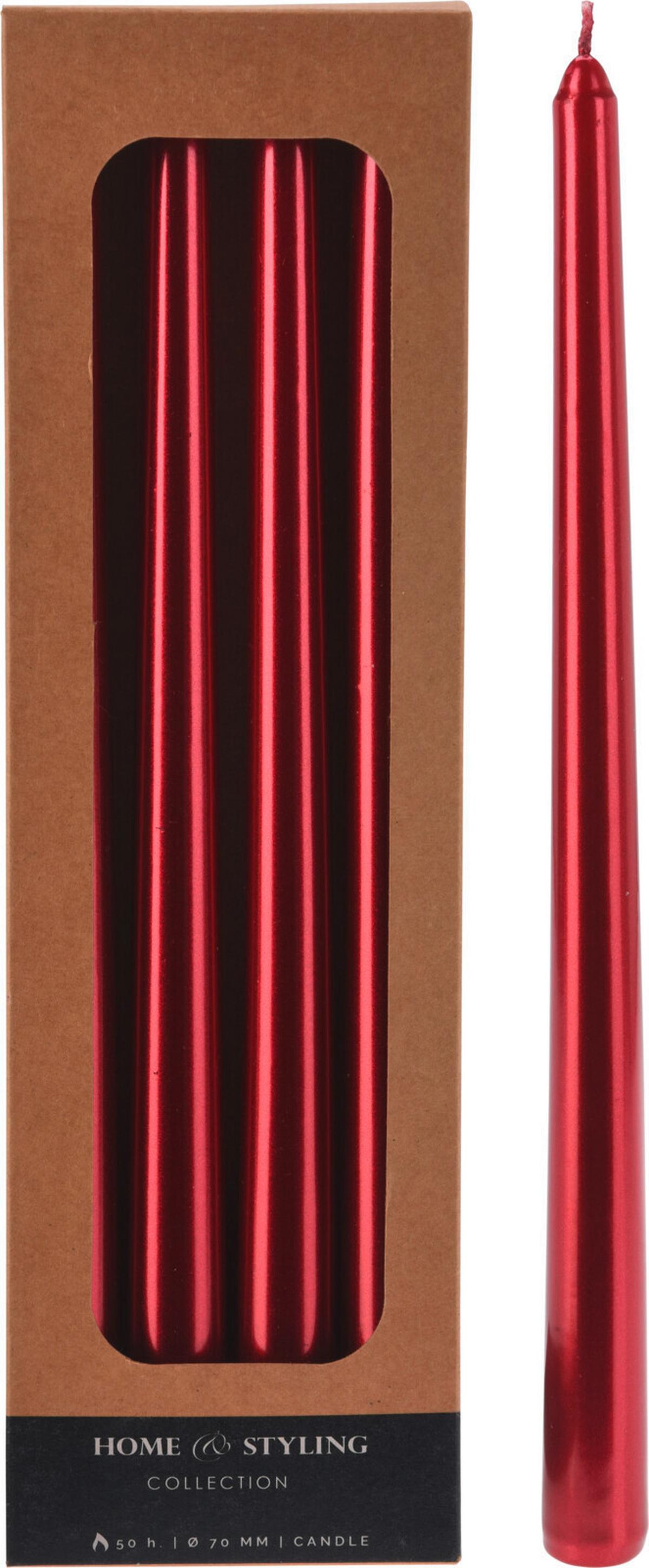 Stabkerzenset Rot - Rot, Basics, Naturmaterialien (9,4/2,6/30,6cm)