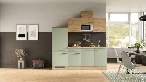 Küchenblock Cara Eiche Artisan/Grün B: 210 cm - Eiche Artisan/Grün, MODERN, Holzwerkstoff (210cm) - FlexWell