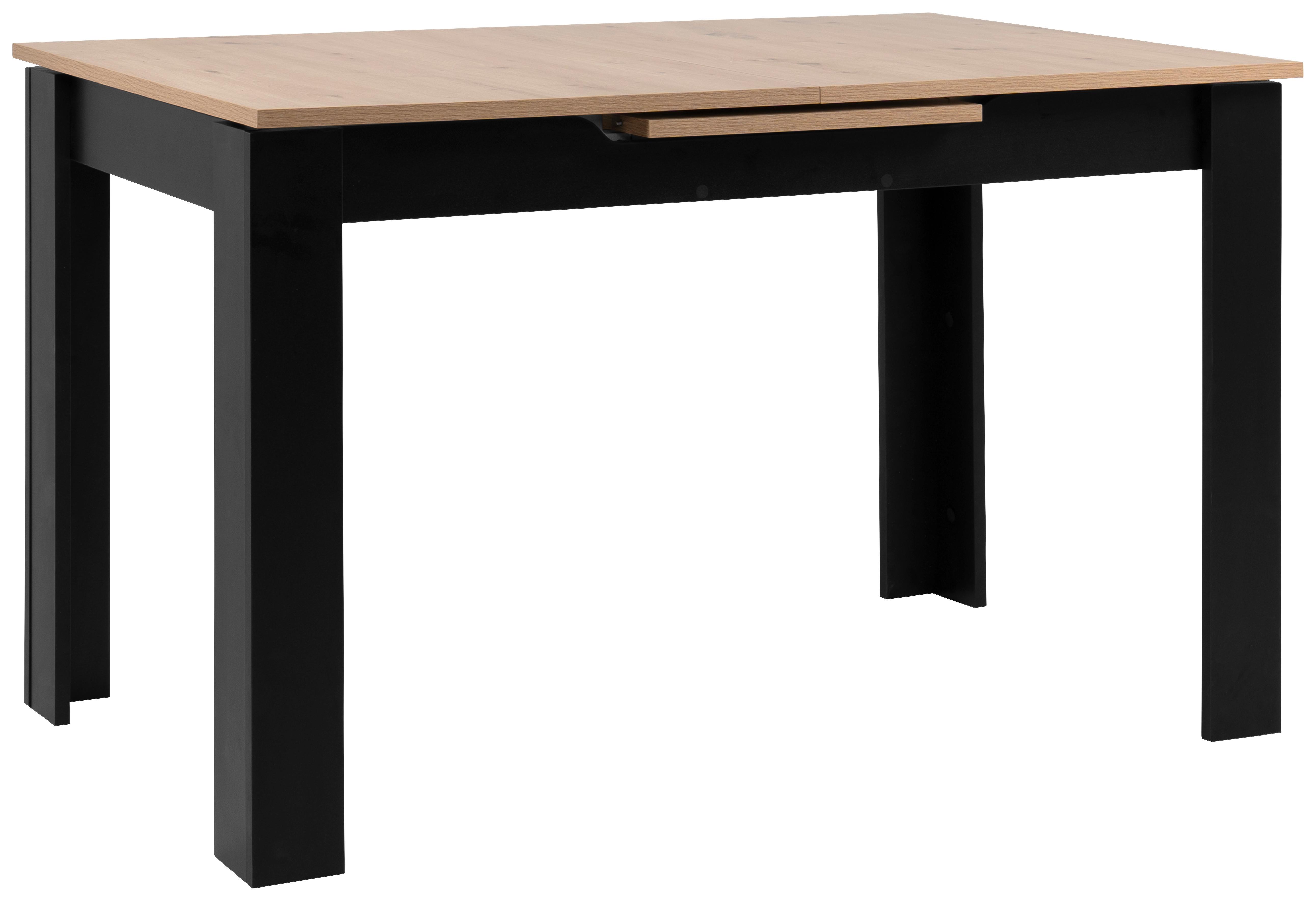 Esstisch Birmingham 80a - Schwarz/Eiche Artisan, MODERN, Holzwerkstoff (125-165/80/75cm) - MID.YOU