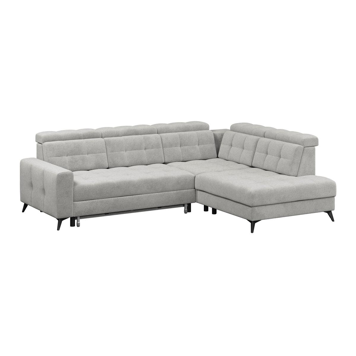 Ecksofa Barletta New Velours Hellgrau, 289x228cm - Hellgrau/Schwarz, ROMANTIK / LANDHAUS, Textil (289/228cm) - Luca Bessoni