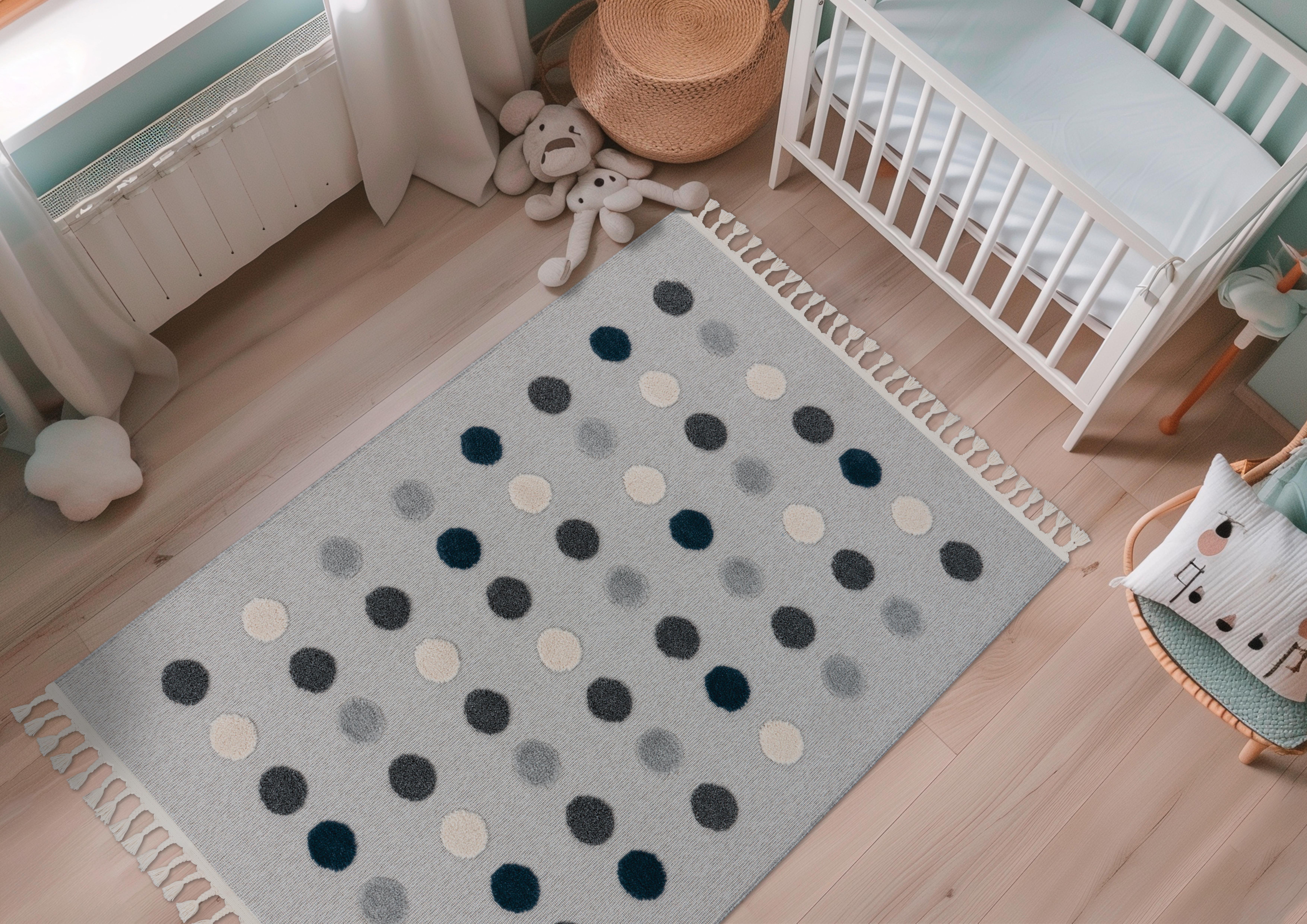 Flachwebteppich My Fano 394 Dots 160x230 - Multicolor/Schwarz, Basics, Textil (160/230cm) - Obsession