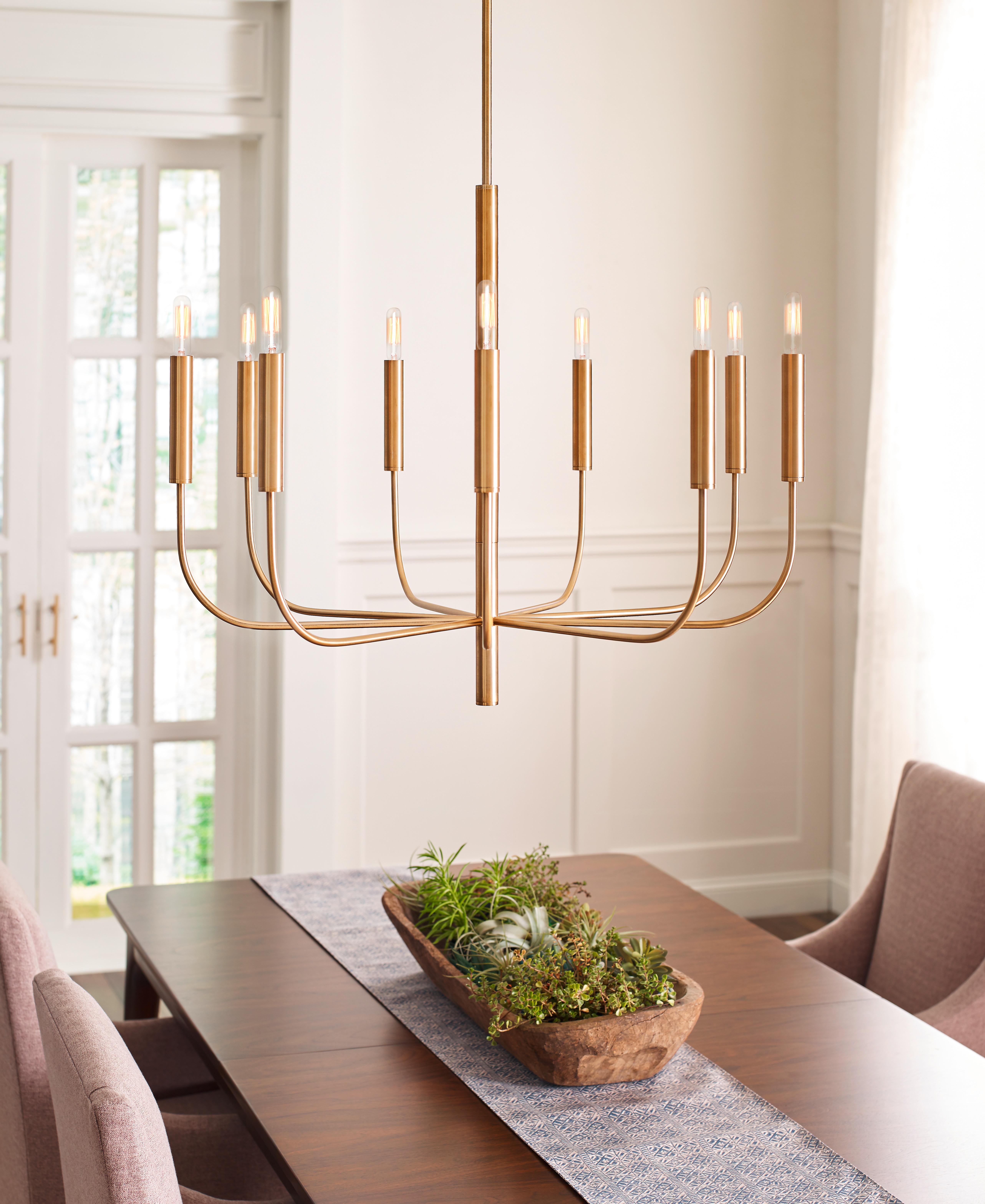 Kronleuchter H: 83,7 cm 9-Flammig - Messingfarben, Design, Metall (75.9/83,7cm) - Elstead Lighting