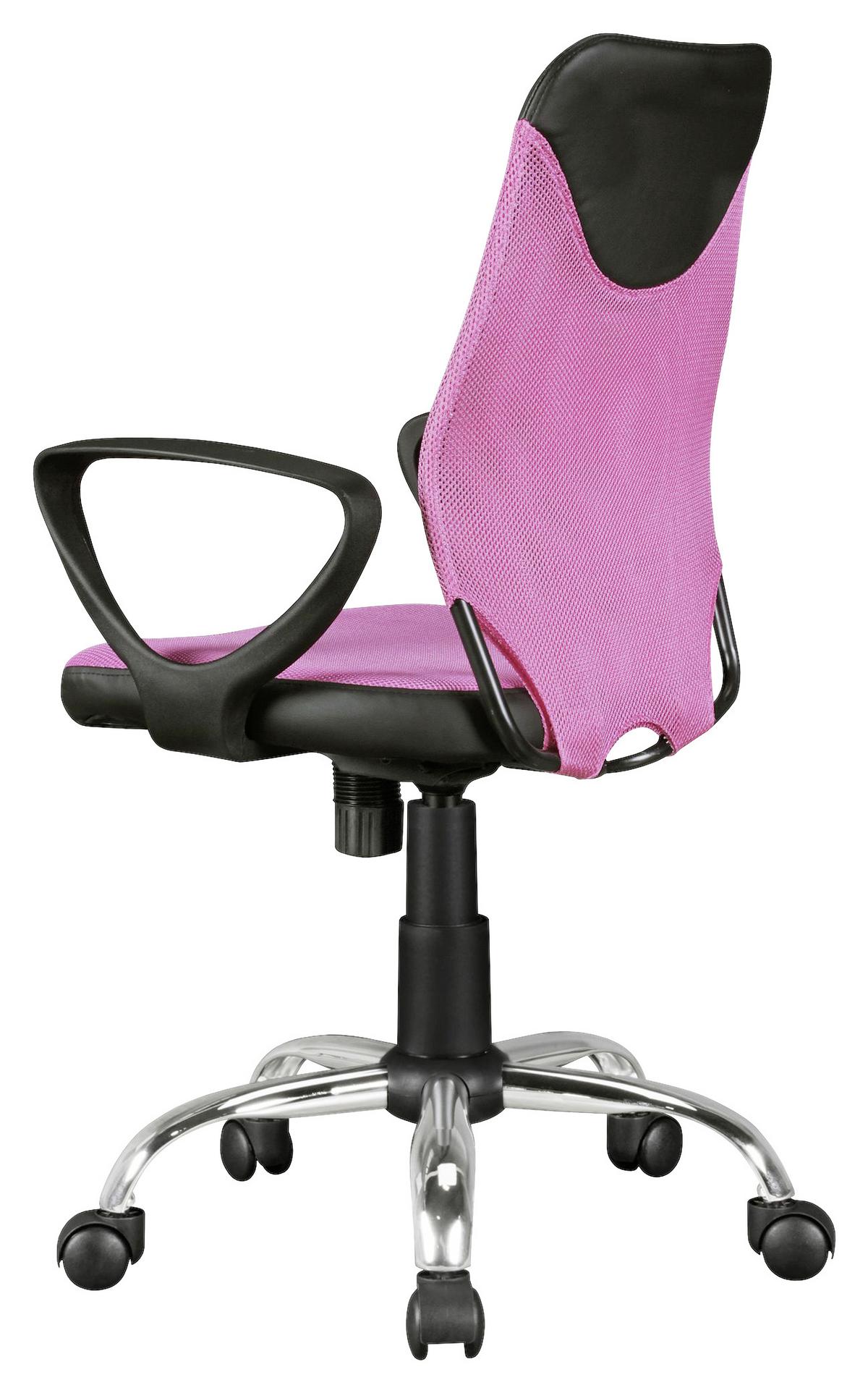 Jugenddrehstuhl Kika Mit Armstützen Pink Bis 60 Kg - Chromfarben/Pink, MODERN, Kunststoff/Metall (60/105/60cm) - MID.YOU