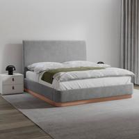 Čalouněná postel JOSEF 160x200 cm, šedá - šedá/černá, Moderní, kov/dřevo (160/200cm) - Bessagi Home