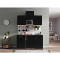 Miniküche Oliver Singleküche 150 cm - Eichefarben/Schwarz, Basics, Holzwerkstoff (150cm) - Respekta
