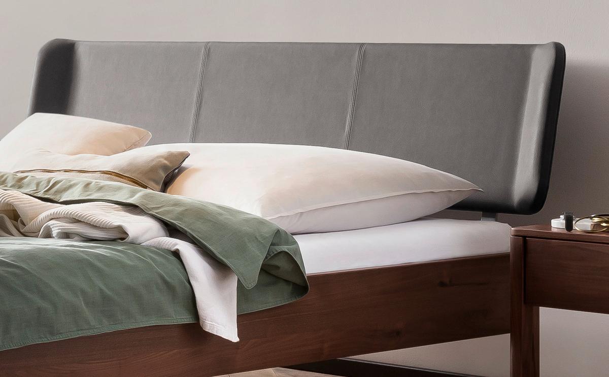 Bett Varese Nussbaumfarben Lf: 140x200 Cm - Dunkelgrau/Nussbaumfarben, MODERN, Holz/Textil (140/200cm) - Hasena