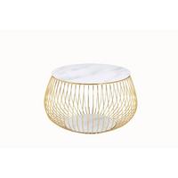 COUCHTISCH Weiß, Goldfarben L: 72 cm - Goldfarben/Weiß, Design, Glas/Metall (72/72/42cm) - Livetastic