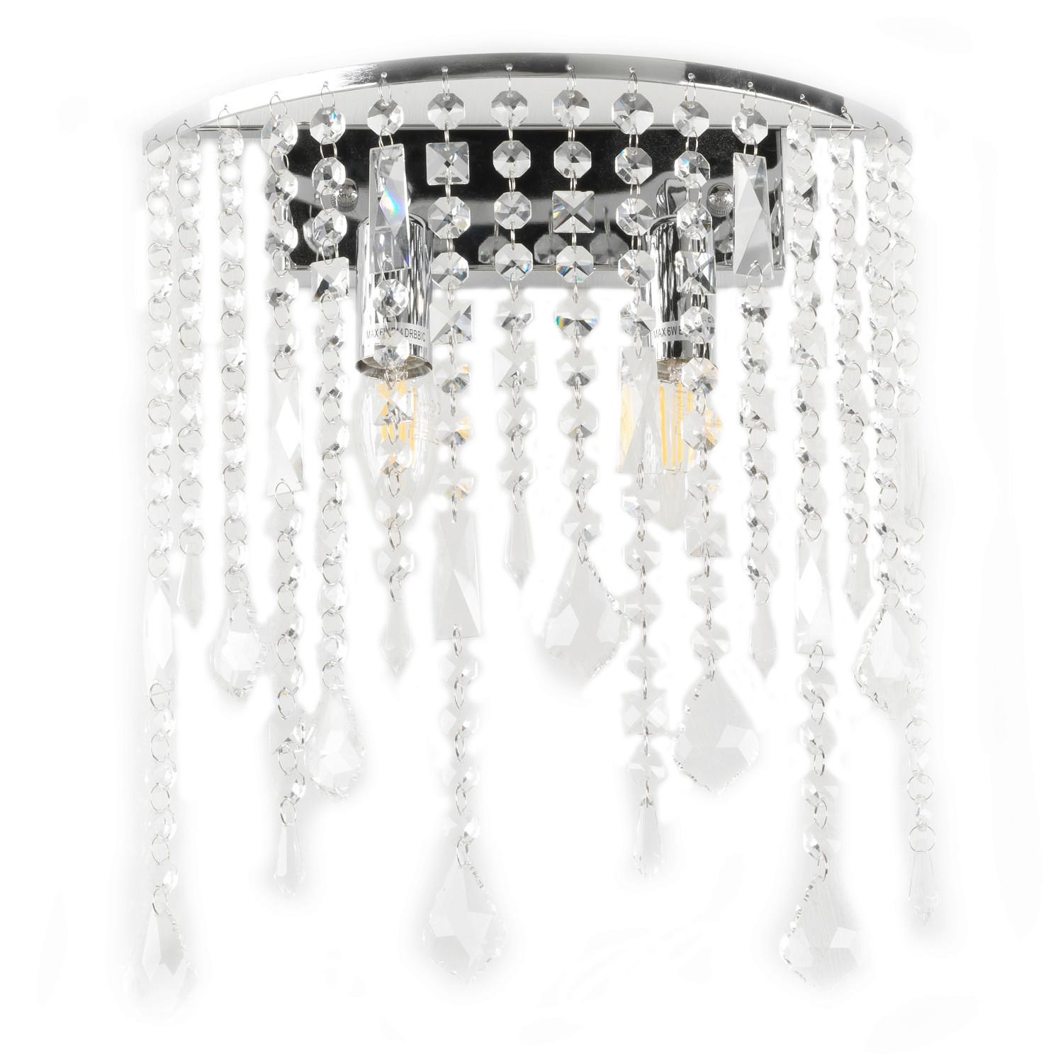 Wandleuchte Chromfarben D: 38 cm 6w - Chromfarben, KONVENTIONELL, Glas/Metall (38/20cm)