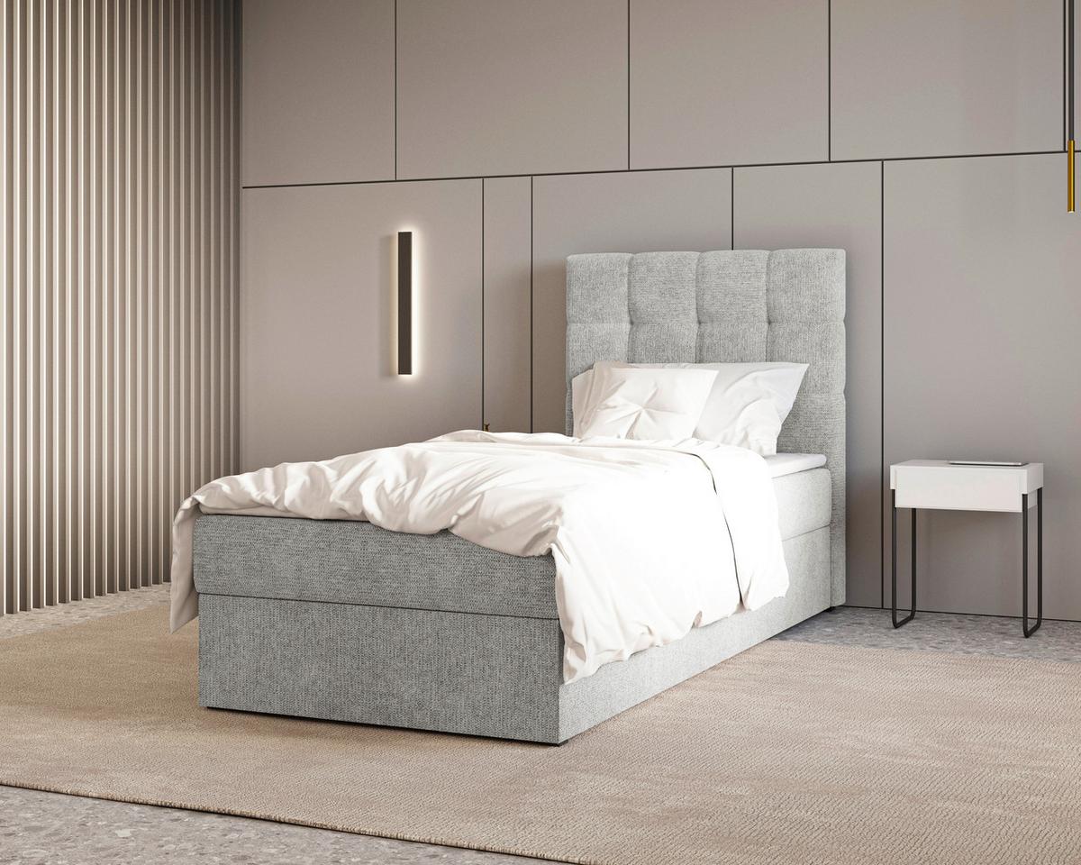 BOXBETT Oslo Grau 90x200cm - Schwarz/Grau, MODERN, Holz/Kunststoff (90/200cm) - MID.YOU