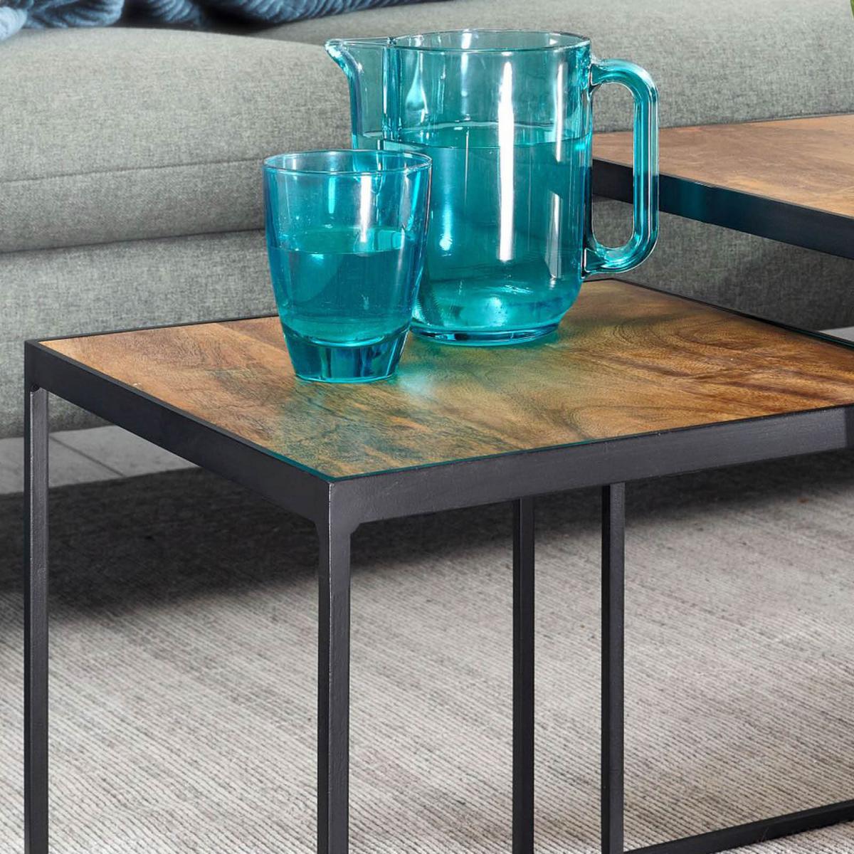 Beistelltisch 2-Teilig Wohnling ,braun - Schwarz/Braun, MODERN, Holz/Metall (40/40/44cm) - MID.YOU