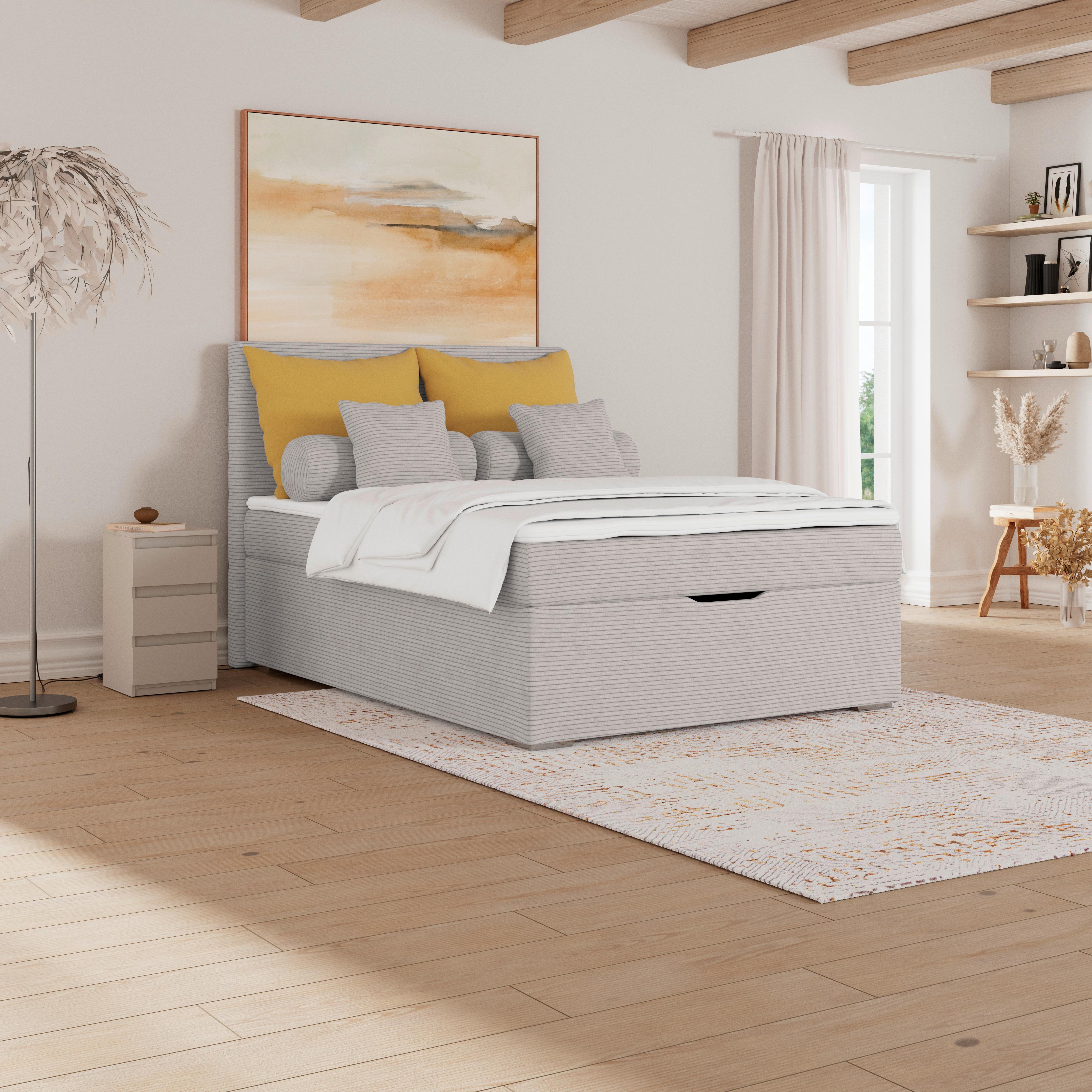 Čalúnená posteľ ADRIA 120x200 cm,sivobéžová - sivobéžová/chrómová, Konventionell, drevo/textil (120/200cm)