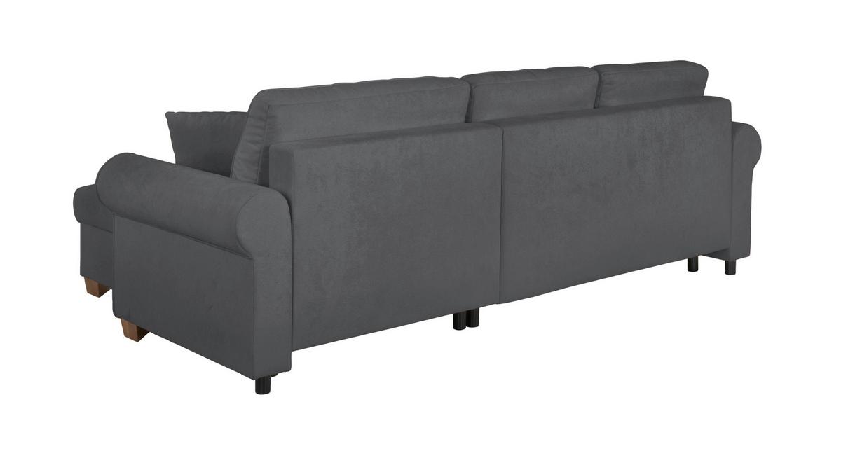 Ecksofa Arles Dunkelgrau 120 S: 266x161 Cm - Dunkelgrau/Buchefarben, Design, Textil (266/161cm) - MID.YOU