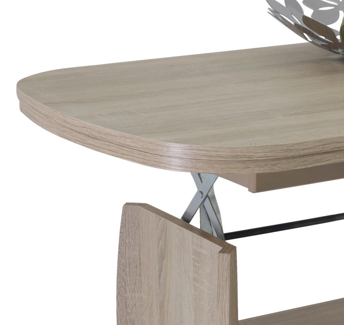 Couchtisch Höhenverstellbar + Ablagefach Michael, Eichefarbe - Sonoma Eiche, Basics, Holzwerkstoff (90/68/52cm) - MID.YOU