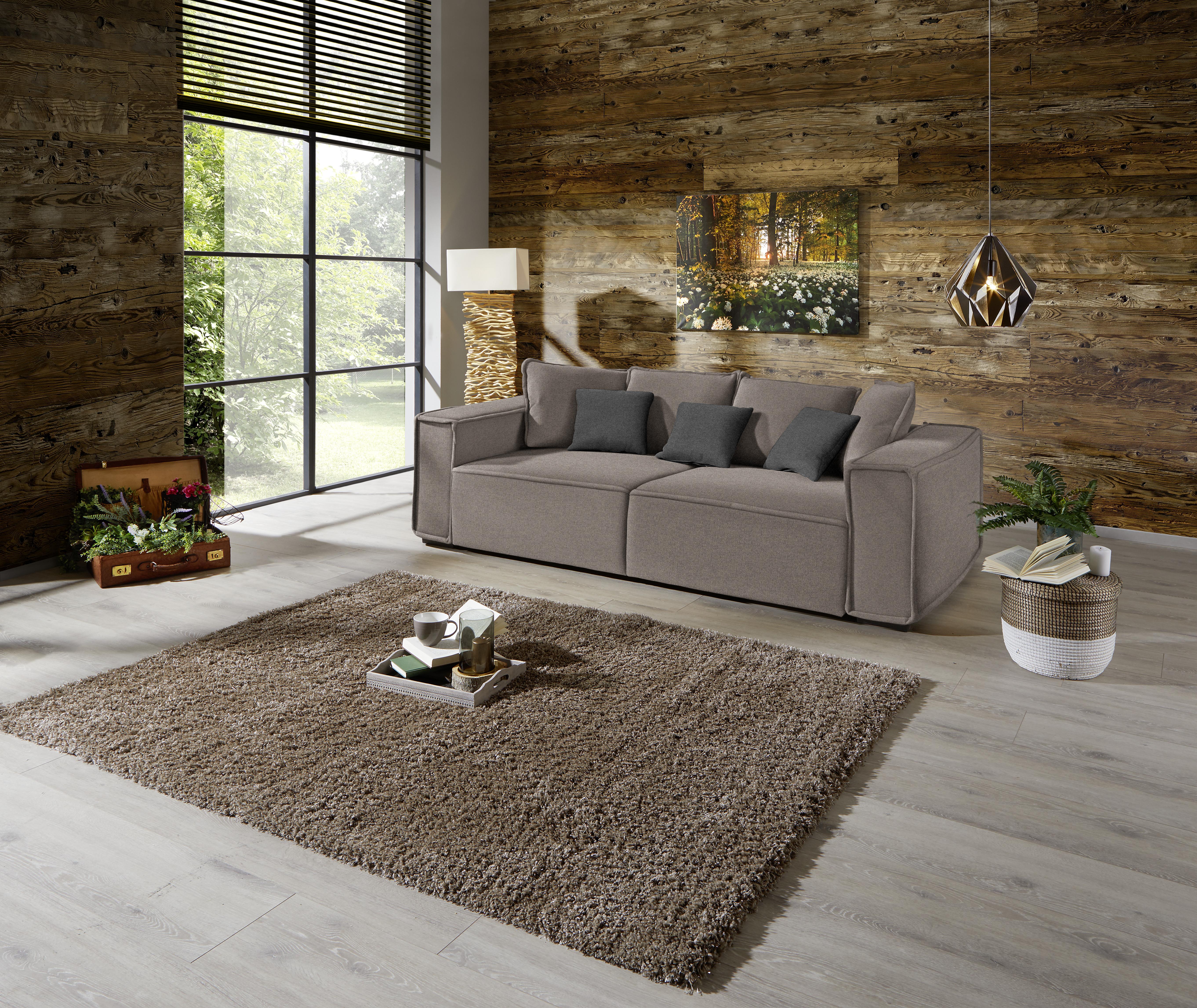 Bigsofa mit Kissen Surf, Mikrofaser - Taupe/Dunkelgrau, MODERN, Holz/Textil (244/62/117cm) - Luca Bessoni
