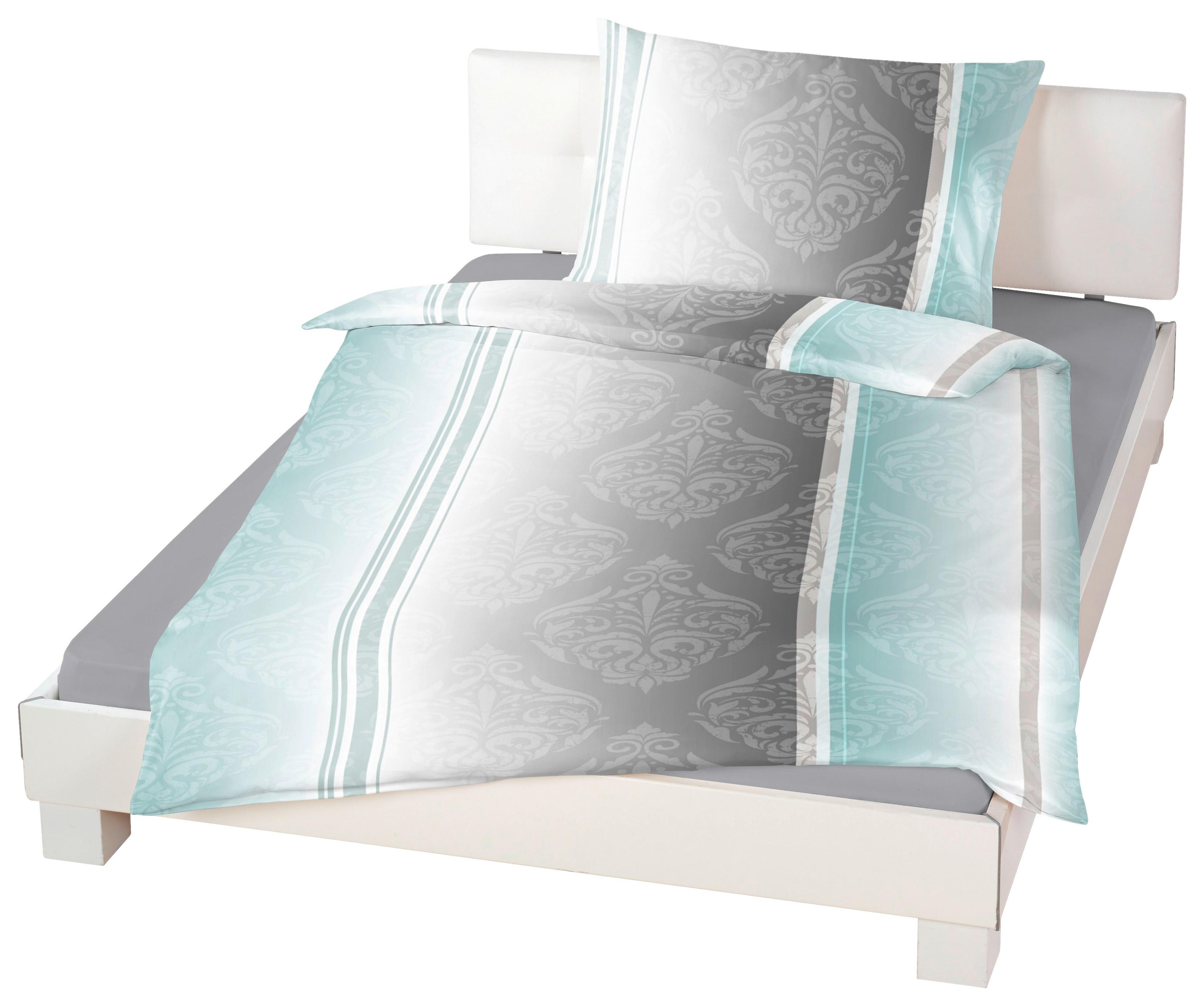 Bettwäsche 140x200 cm Natalia Bunt in verschiedenen Designs - Blau/Beige, KONVENTIONELL, Textil - Ondega