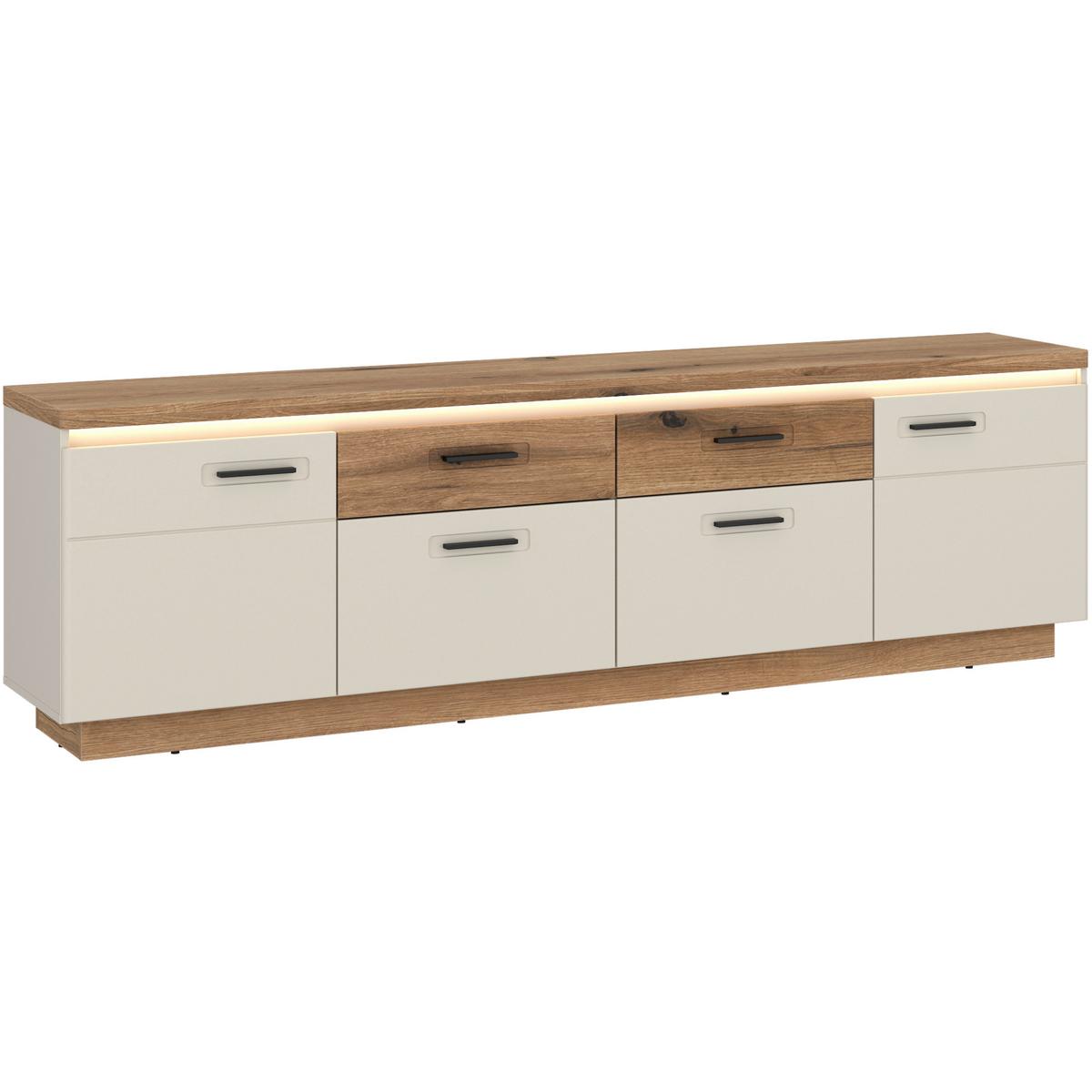 TV-Element Modena Eiche Dekor/Kaschmir B: 210cm - Kaschmir/Eichefarben, Basics, Holzwerkstoff (210/64,4/44,6cm) - Hom`in