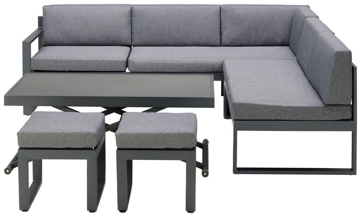 Lounge Garnitúra Rio - fekete/sötétszürke, Modern, Üveg/textil (214/130cm) - Beldano