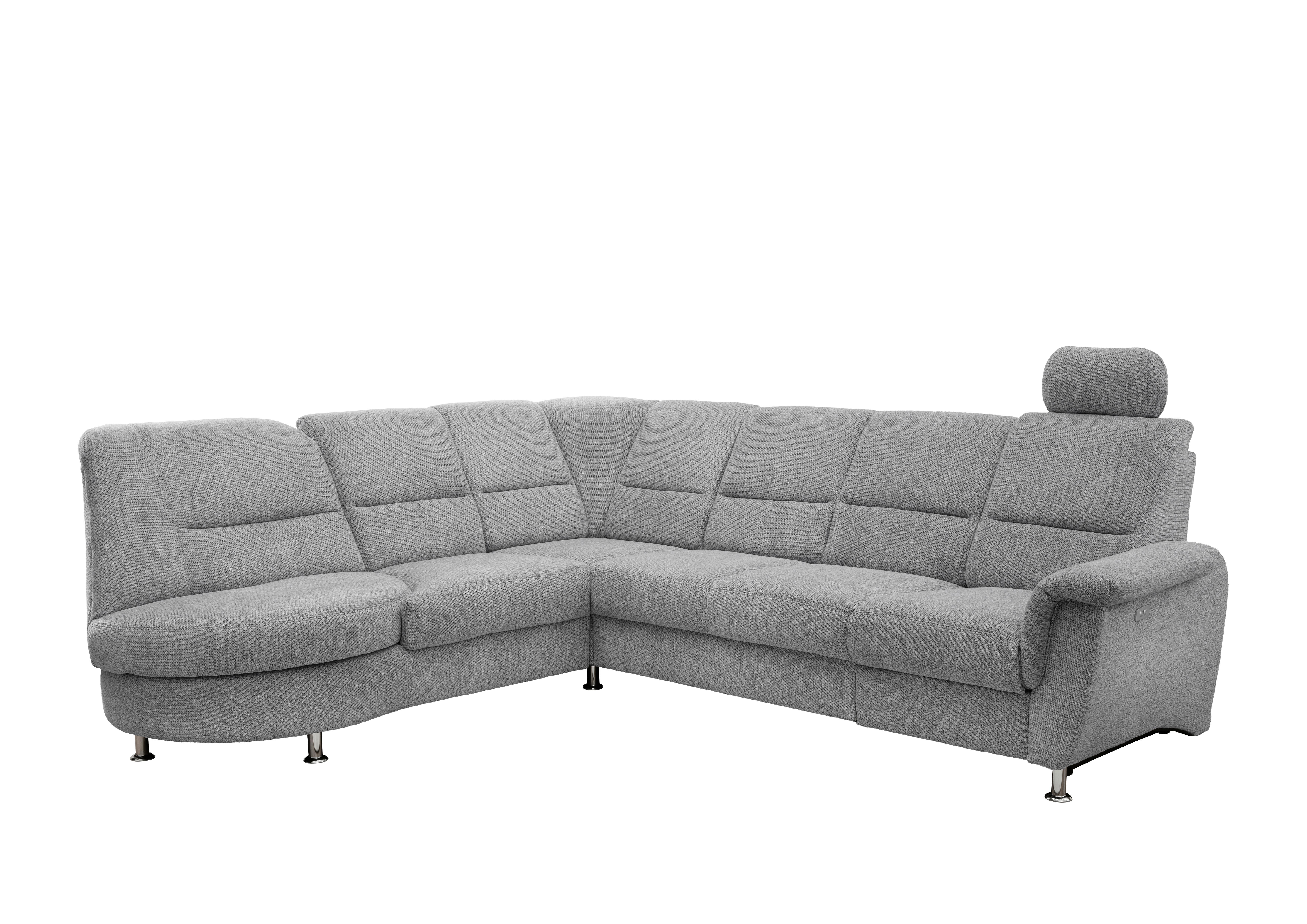 Ecksofa mit Relaxfunktion Parole Silberfarben Chenille - Chromfarben/Silberfarben, MODERN, Textil (236/275cm) - Livetastic