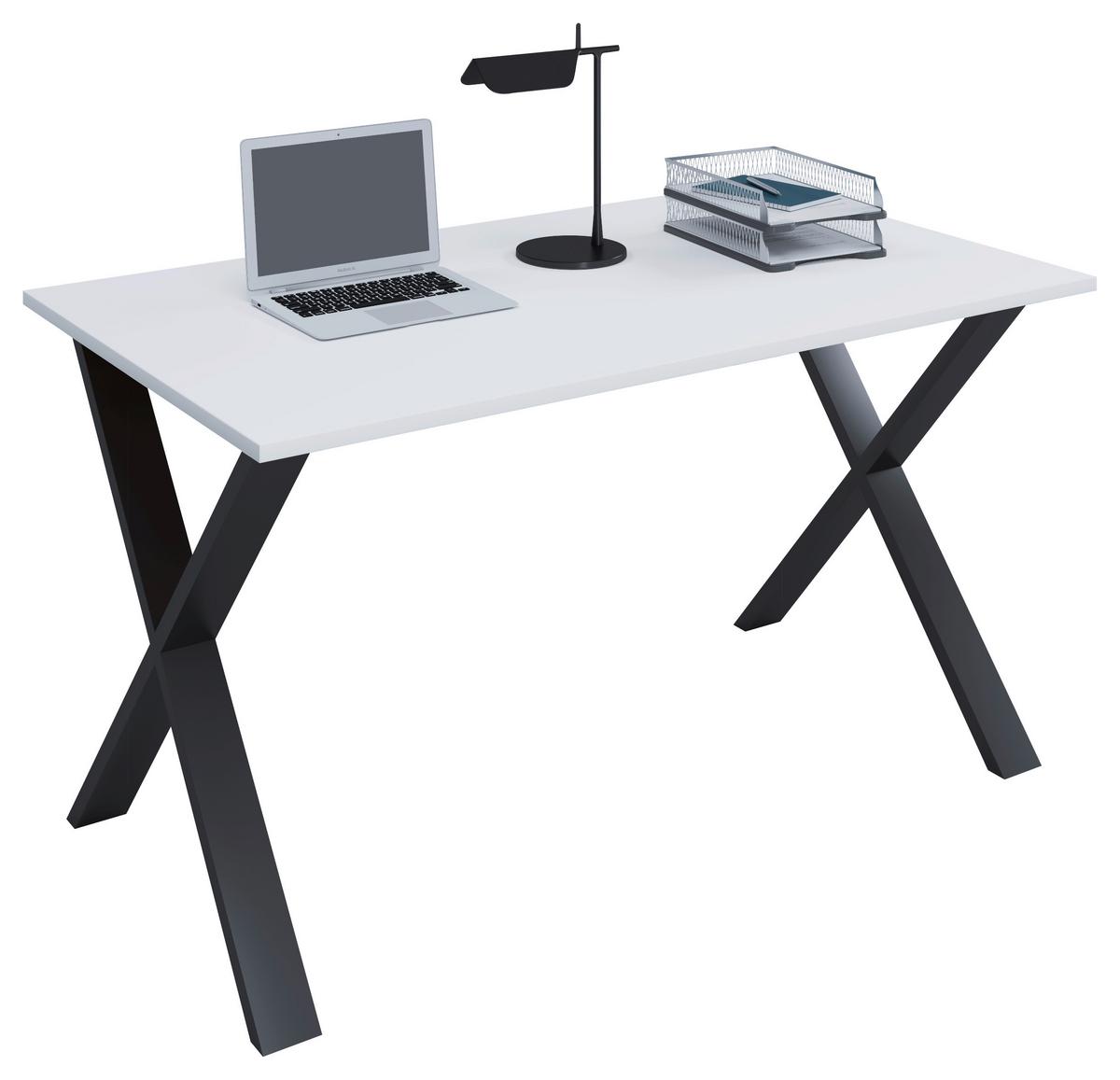Schreibtisch Lona Weiß/schwarz B: 50 Cm - Schwarz/Weiß, MODERN, Holzwerkstoff/Metall (140/50/76cm) - MID.YOU