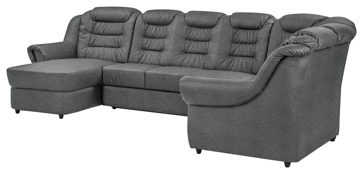 Wohnlandschaft Boston Dunkelgrau Chenille - Dunkelgrau/Schwarz, KONVENTIONELL, Textil (165/333/216cm) - Livetastic