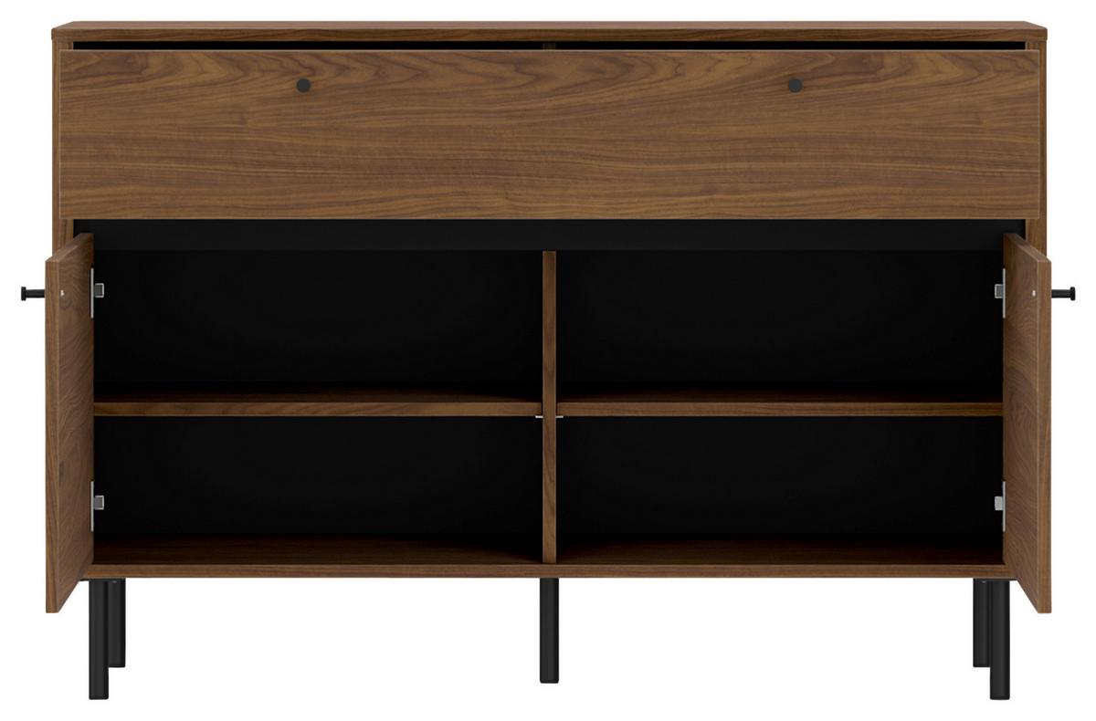Sideboard Revillo Schwarz/Nussbaumfarben B:120cm - Nussbaumfarben/Schwarz, Basics, Holzwerkstoff (120/81/40cm)