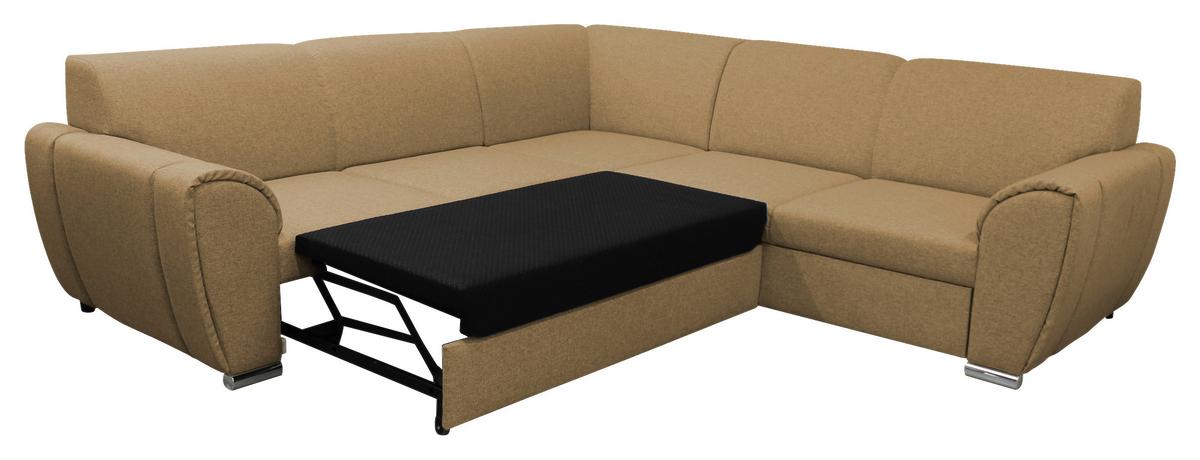 Ecksofa Delux Gelb Mit Schlaffunktion Ottomane Rechts - Gelb/Silberfarben, Design, Textil (266/266cm) - Livetastic