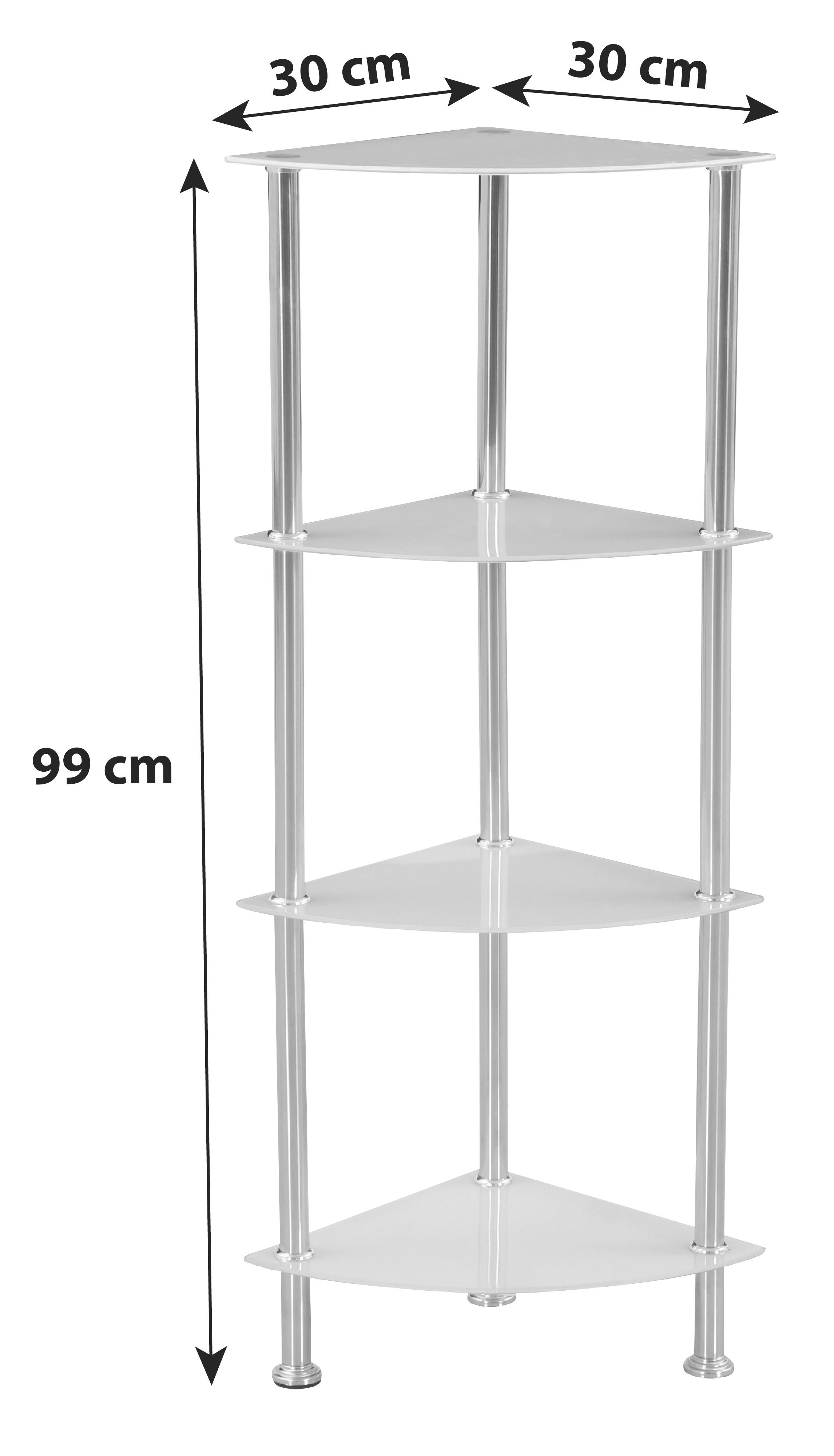 Luca Bessoni Eckregal mit Glasfächern Glare B 30cm, Edelstahl/Weiß