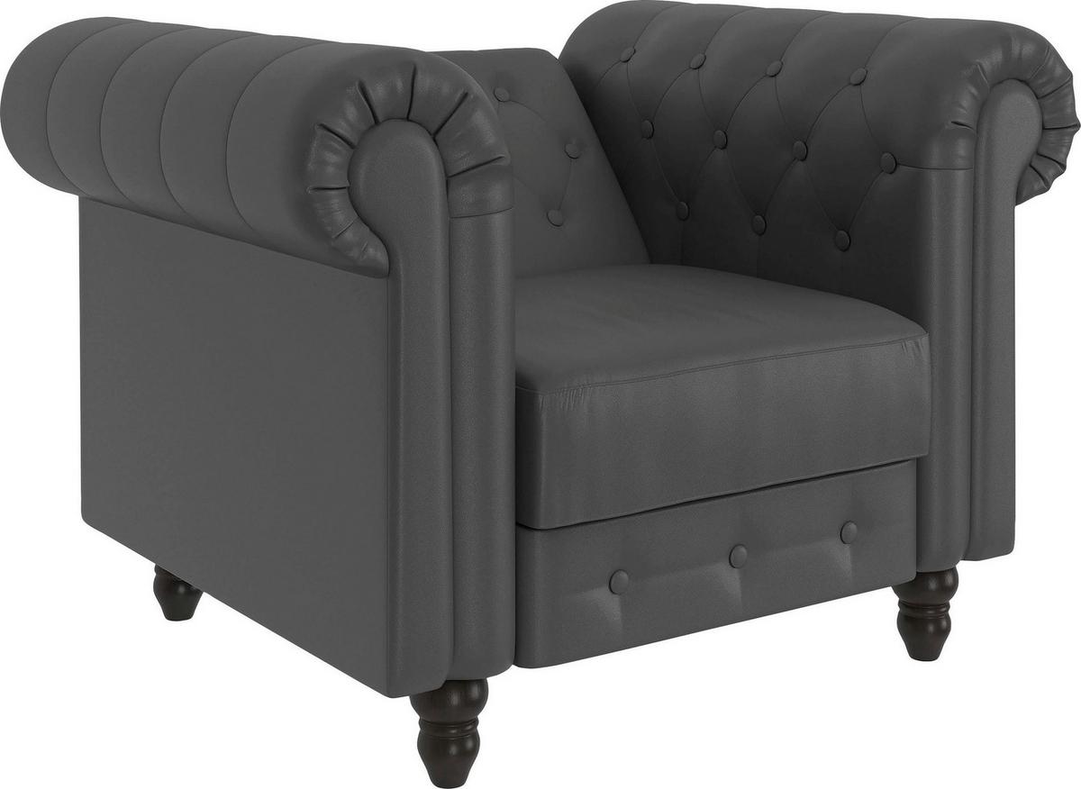 Sessel Firenze Grau, Relaxfunktion - Schwarz/Grau, Basics, Textil (111/83/87cm) - Livetastic