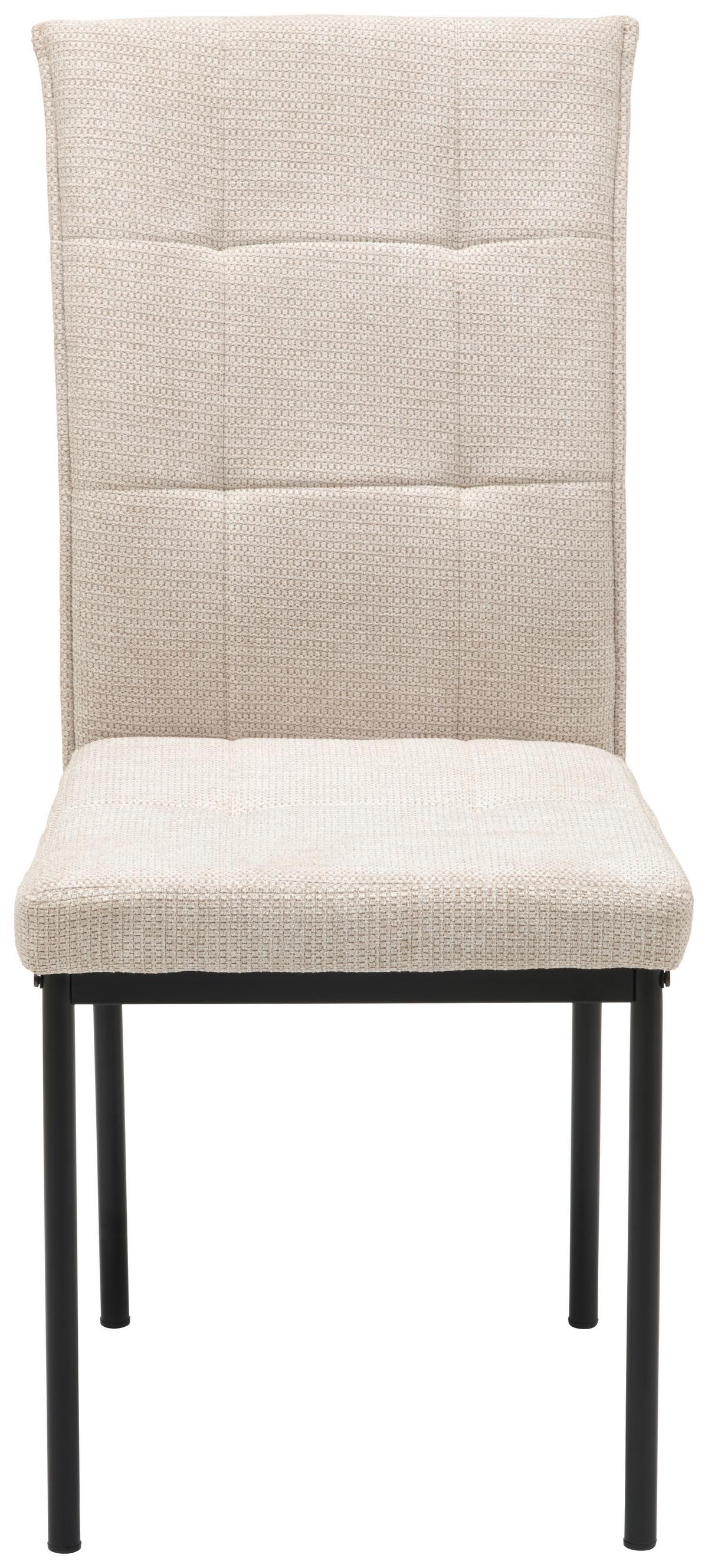 Vierfußstuhl Finn Webstoff Beige, B: 44 cm - Beige/Schwarz, KONVENTIONELL, Textil/Metall (44/96/61cm) - MID.YOU