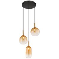 Hängeleuchte 16044-3h - Klar/Messingfarben, KONVENTIONELL, Glas/Metall (43/150cm) - Globo