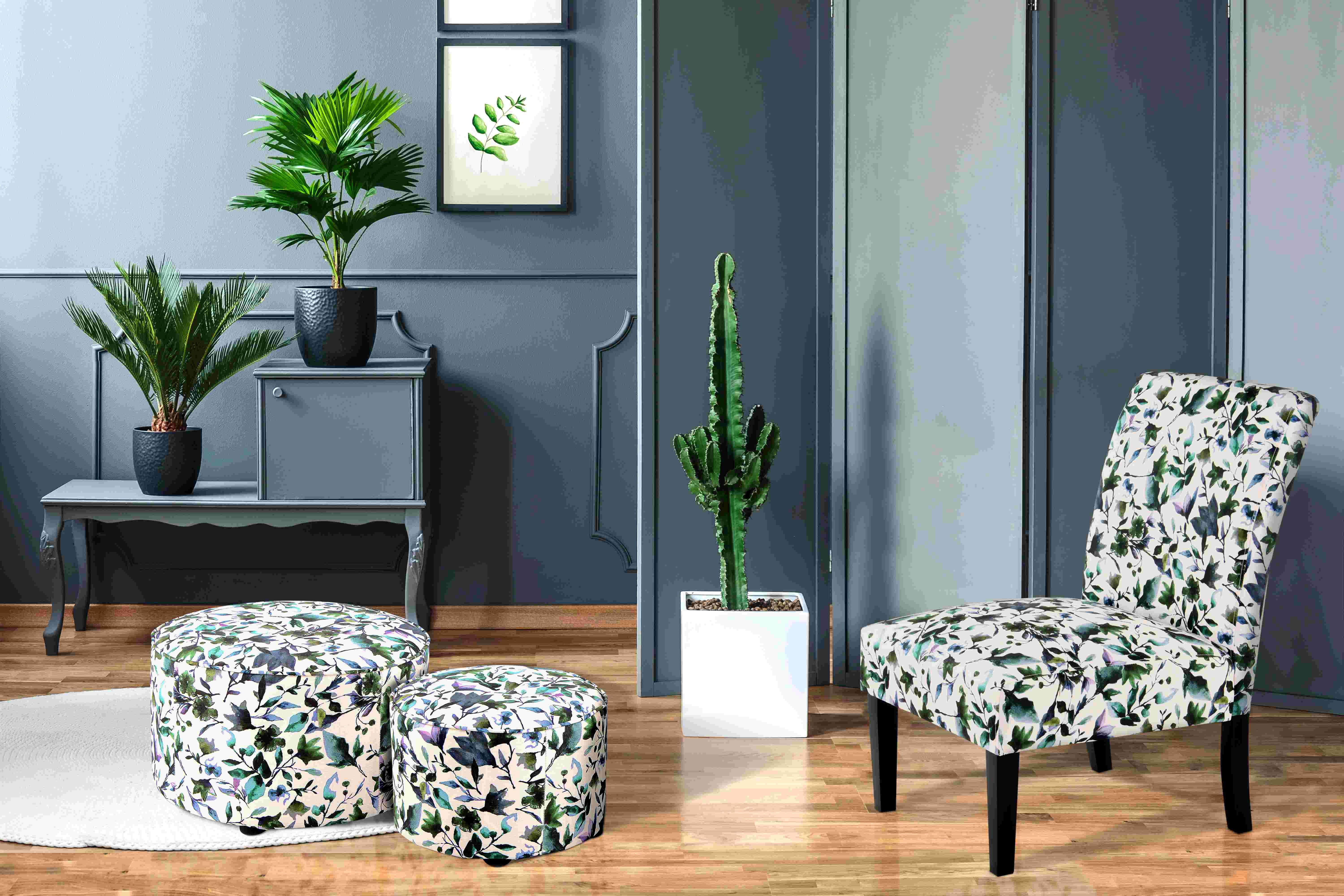 Stuhl Indira 100 Gemustert - Blau/Lila, Design, Holz/Textil (55/92/77cm) - Kayoom