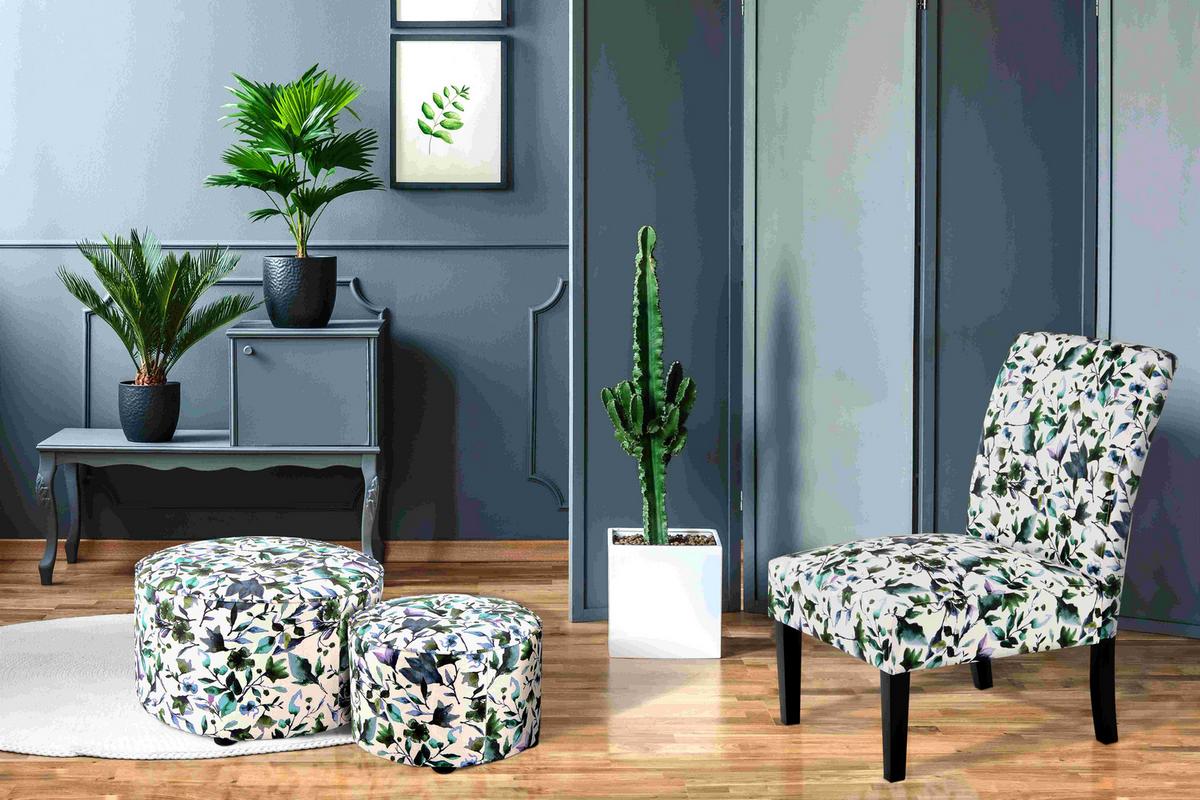 Stuhl Indira 100 Gemustert - Blau/Lila, Design, Holz/Textil (55/92/77cm) - Kayoom