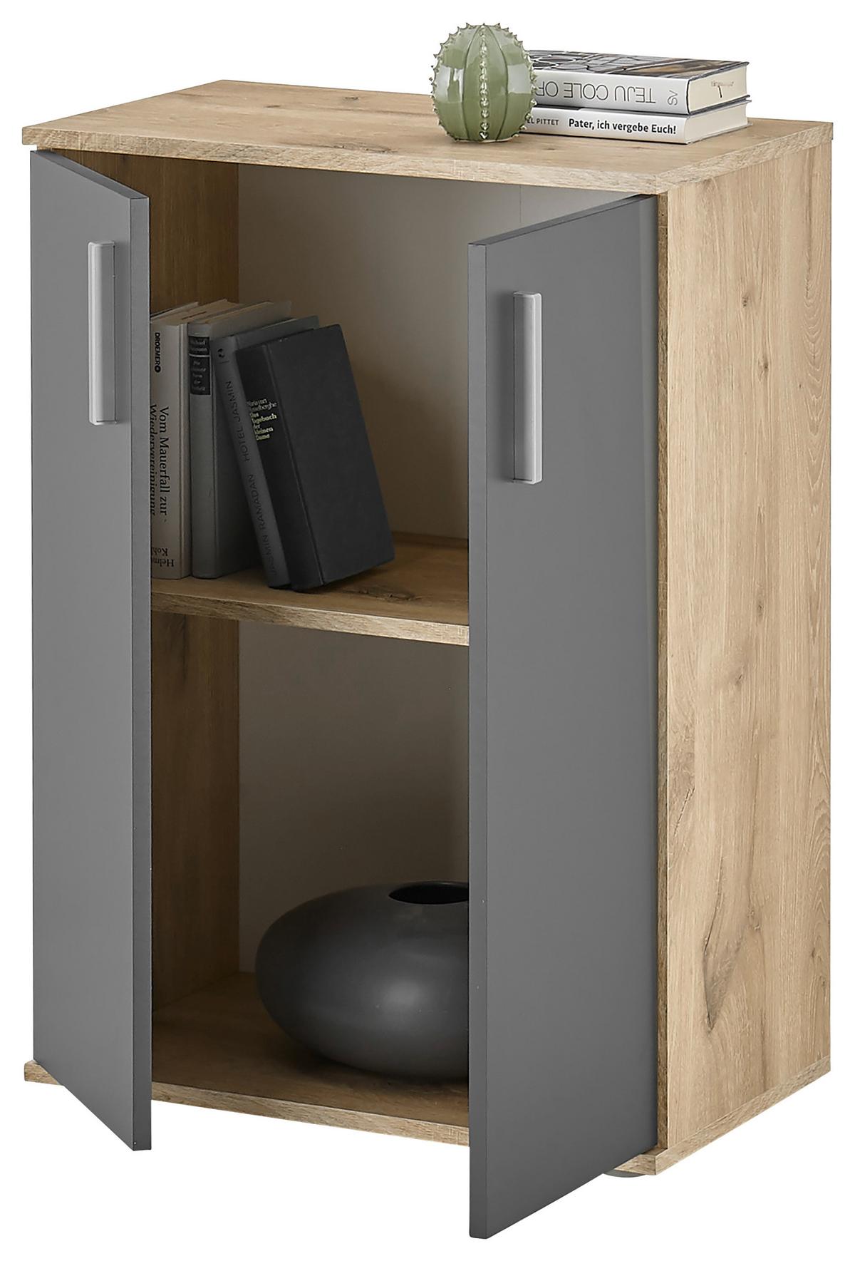 Kommode 60 cm Bc 1040 Eichefarben/Grau - Eichefarben/Silberfarben, Design, Holzwerkstoff (60/84/35cm) - MID.YOU