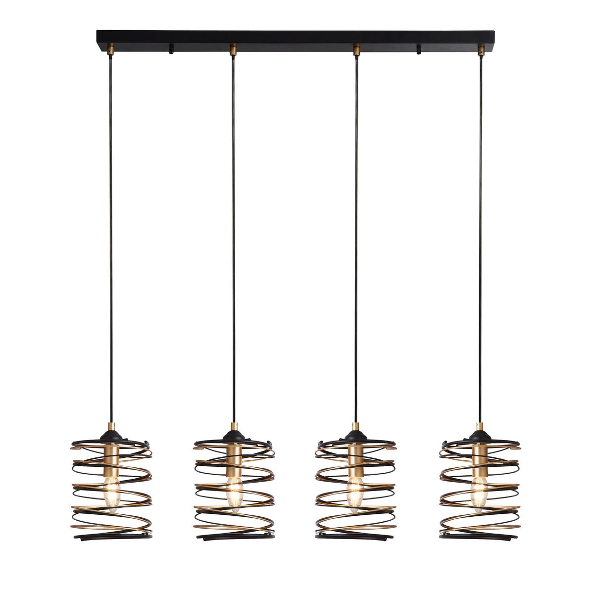 Hängeleuchte Spring H: 110 cm, 4-Flammig, Goldfarben/Schwarz - Goldfarben/Schwarz, Design, Metall (91/110/16cm)