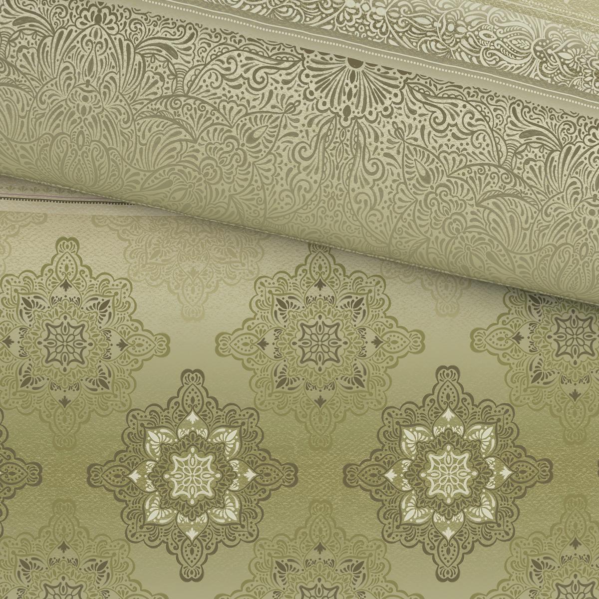 Bettwäsche Sigrid - Senfgelb/Olivgrün, ROMANTIK / LANDHAUS, Textil - James Wood