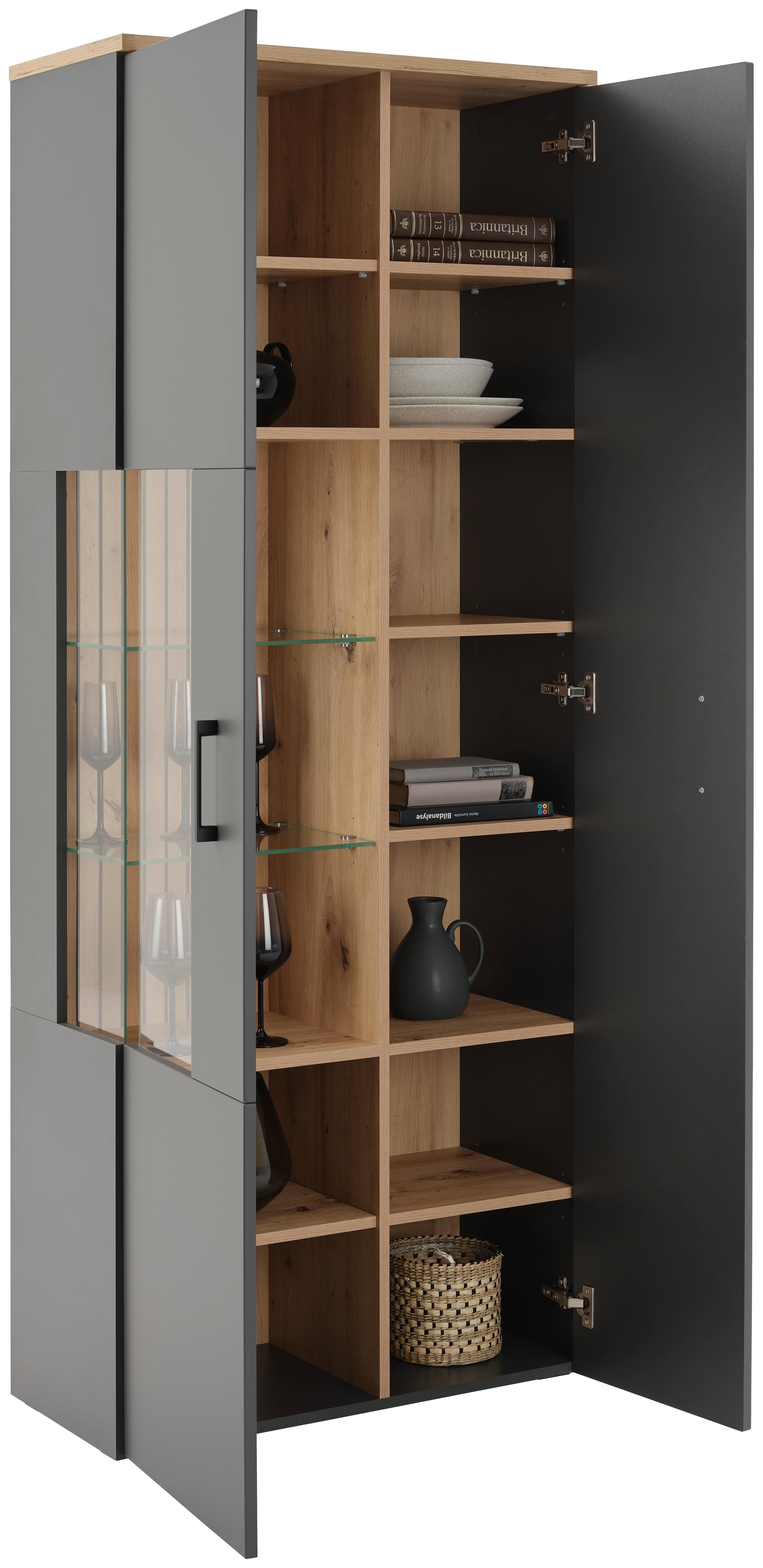 Vitrin Amare Amrv 03 - Modern, faalapú anyag/Üveg (76,3/192/35cm)