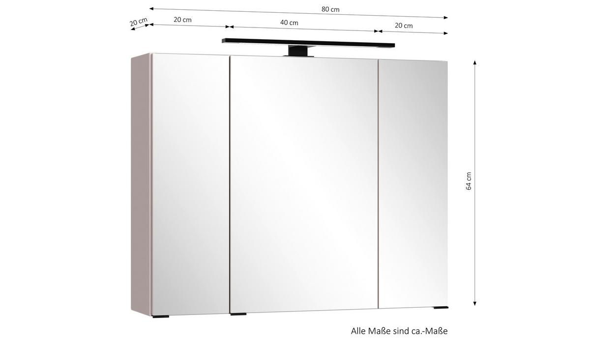 Spiegelschrank Sevilla Kaschmir, B: 80 cm - Kaschmir, MODERN, Glas/Holzwerkstoff (80/64/20cm) - Held