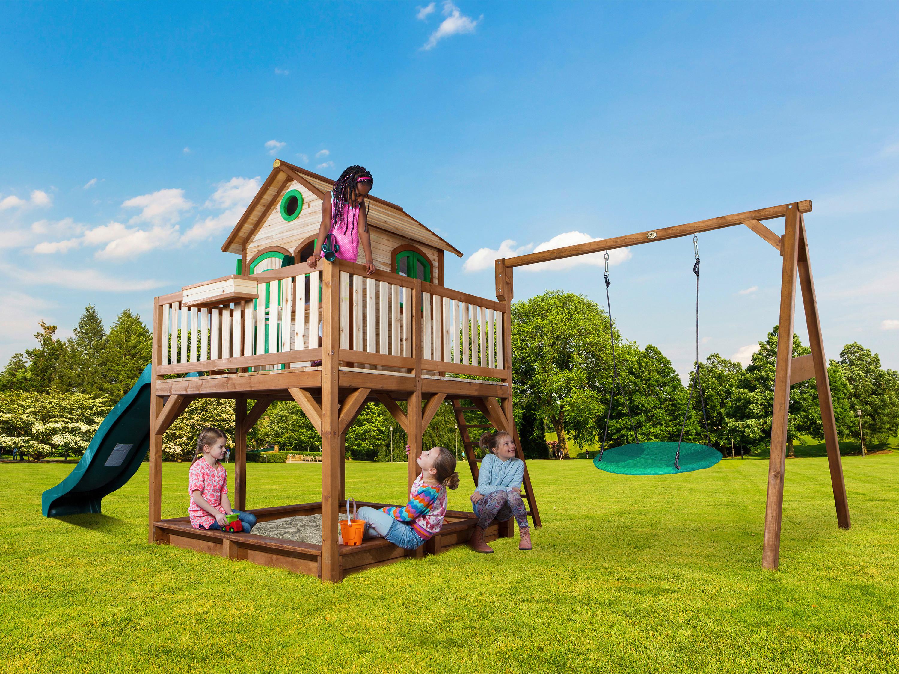 Spielturm A030.154.00 - Braun/Grün, KONVENTIONELL, Holz (613/291/277cm) - Ambia Garden