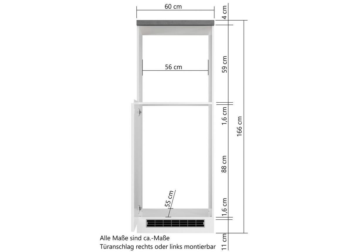Geräteumbauschrank Monza B: 60 Cm Weiß/grau - Weiß Hochglanz/Weiß, LIFESTYLE, Holzwerkstoff (60/166/60cm) - Held
