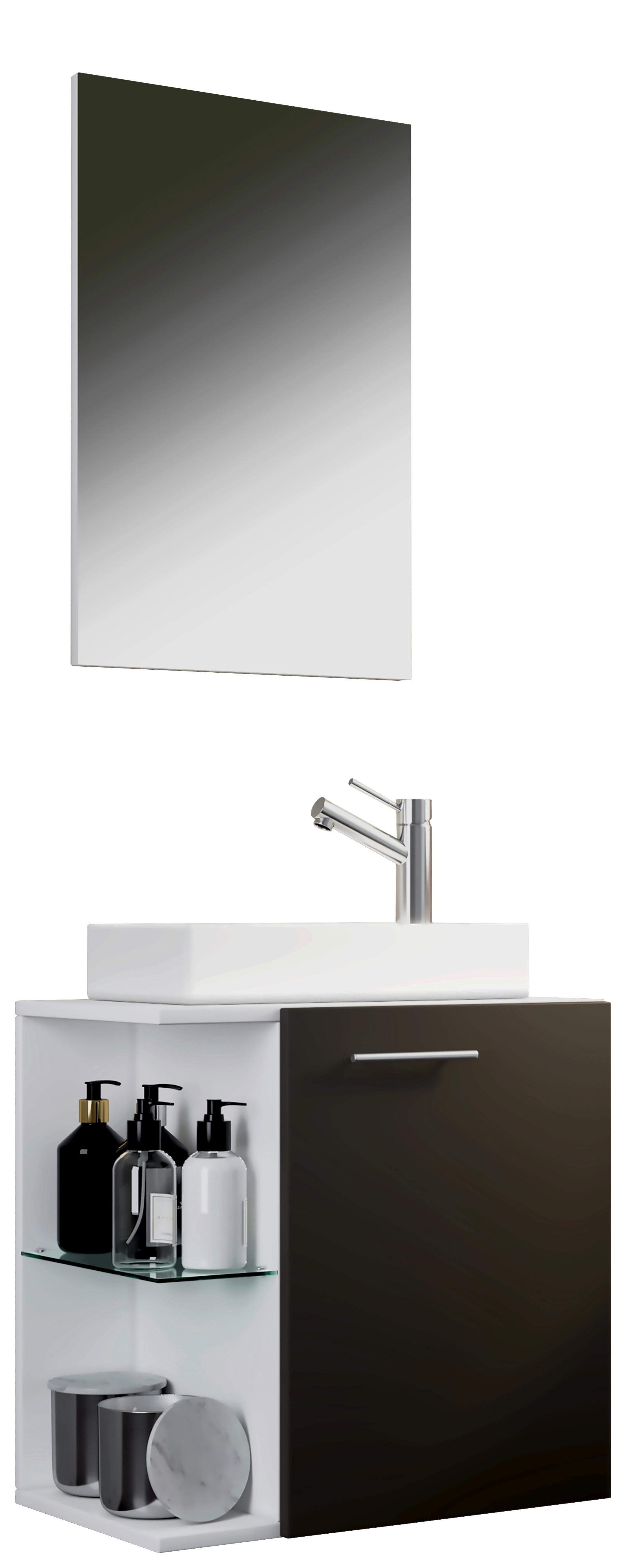 Badmöbel-set 3-tlg. Hängend Hausa B: 63 Cm Weiß/schwarz