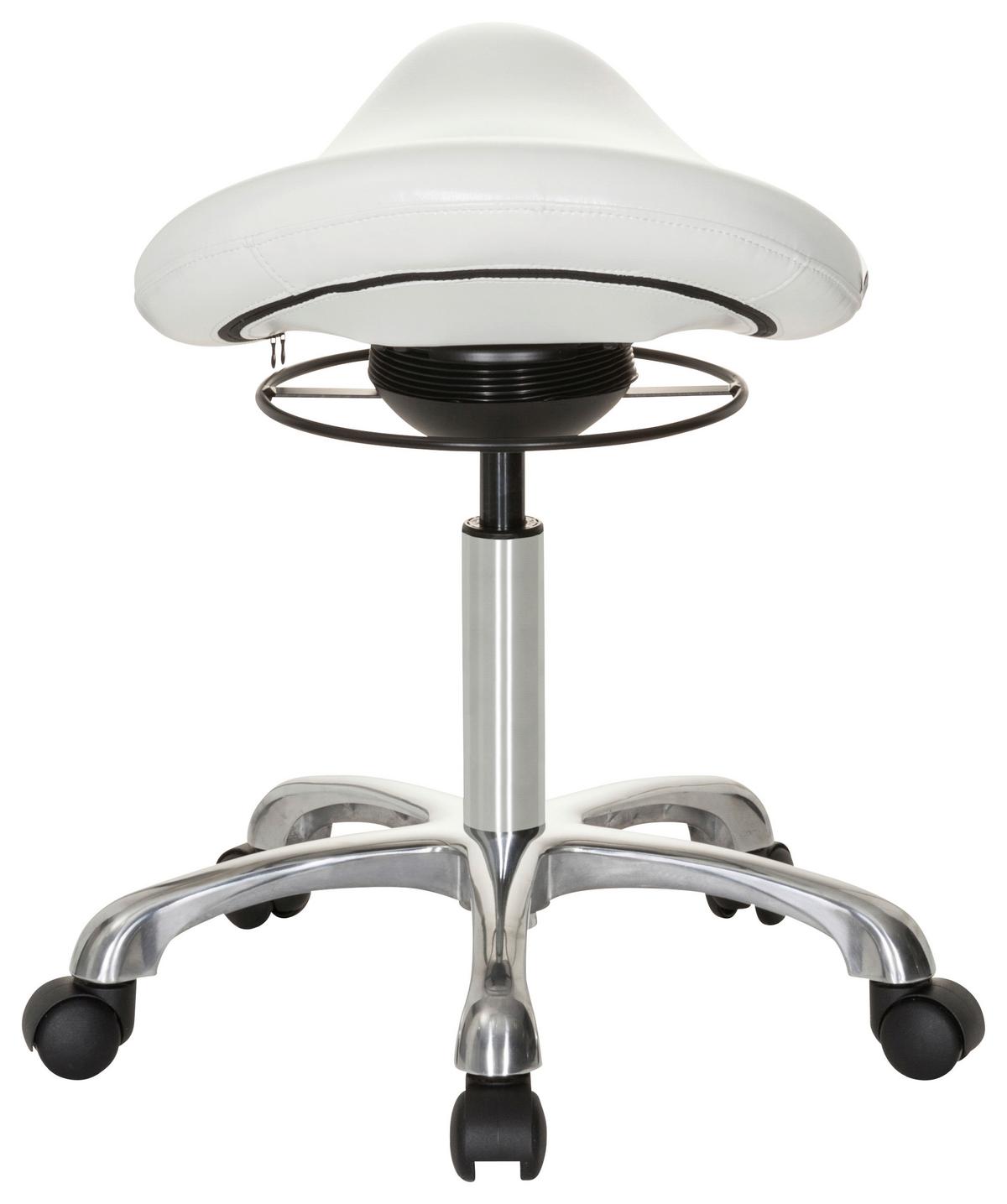 Bürohocker Ortho Sit Weiß Bis 110 Kg - Silberfarben/Weiß, Basics, Kunststoff/Textil (56/54/56cm) - MID.YOU