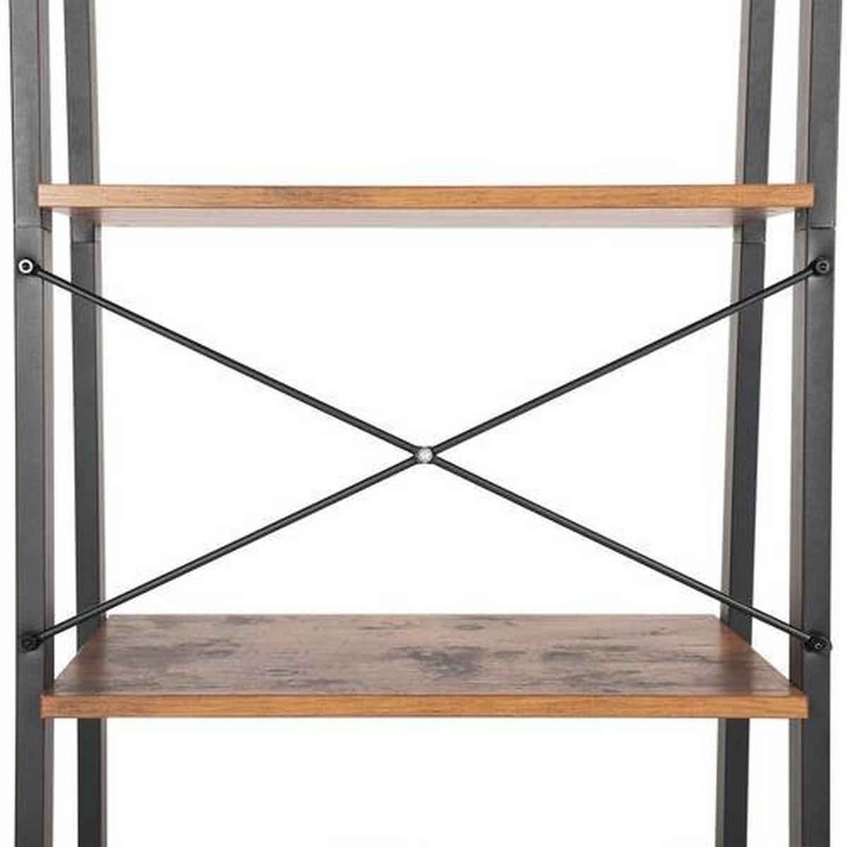 Regál IRON - hnedá/čierna, Basics, kompozitné drevo (56/137,5/34cm) - Boxxx