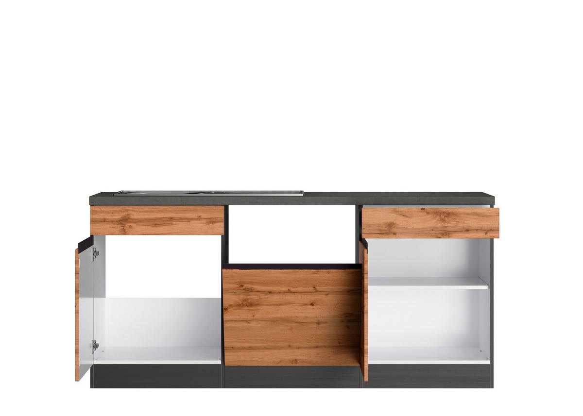 Eckküche Turin Ohne Geräte 360x240 Cm Graphit/eiche Dekor - Eiche Wotan, Design, Holzwerkstoff (360cm) - Held