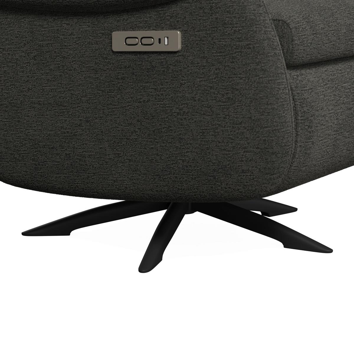 Relaxační křeslo ALICE, tmavě šedé buklé, max. 140 kg - černá/tmavě šedá, Moderní, kov/dřevo (76/109/94cm) - Bessagi Home