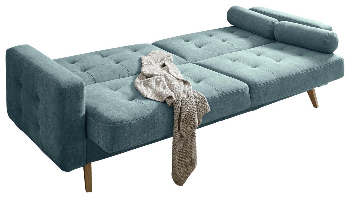 2-sitzer-sofa Mit Schlaffunkt. Und Bettkasten Fjord, Grün - Schlammfarben/Eichefarben, MODERN, Holzwerkstoff/Textil (222/86/90cm) - MID.YOU