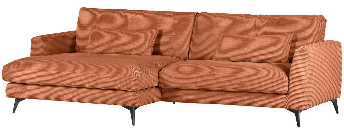 Ecksofa Macau Rostfarben S: 140x270 cm - Rostfarben/Schwarz, LIFESTYLE, Textil (140/270cm) - Livetastic