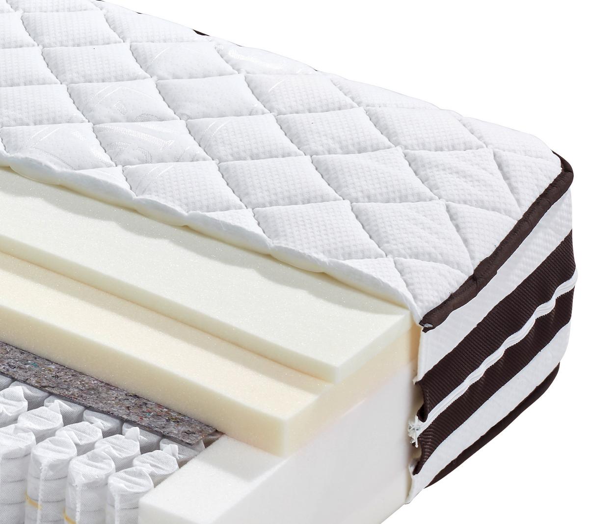 Taschenfederkernmatratze Cecile 140x200cm Mittelfest - Weiß, Textil (140/200cm) - Ele